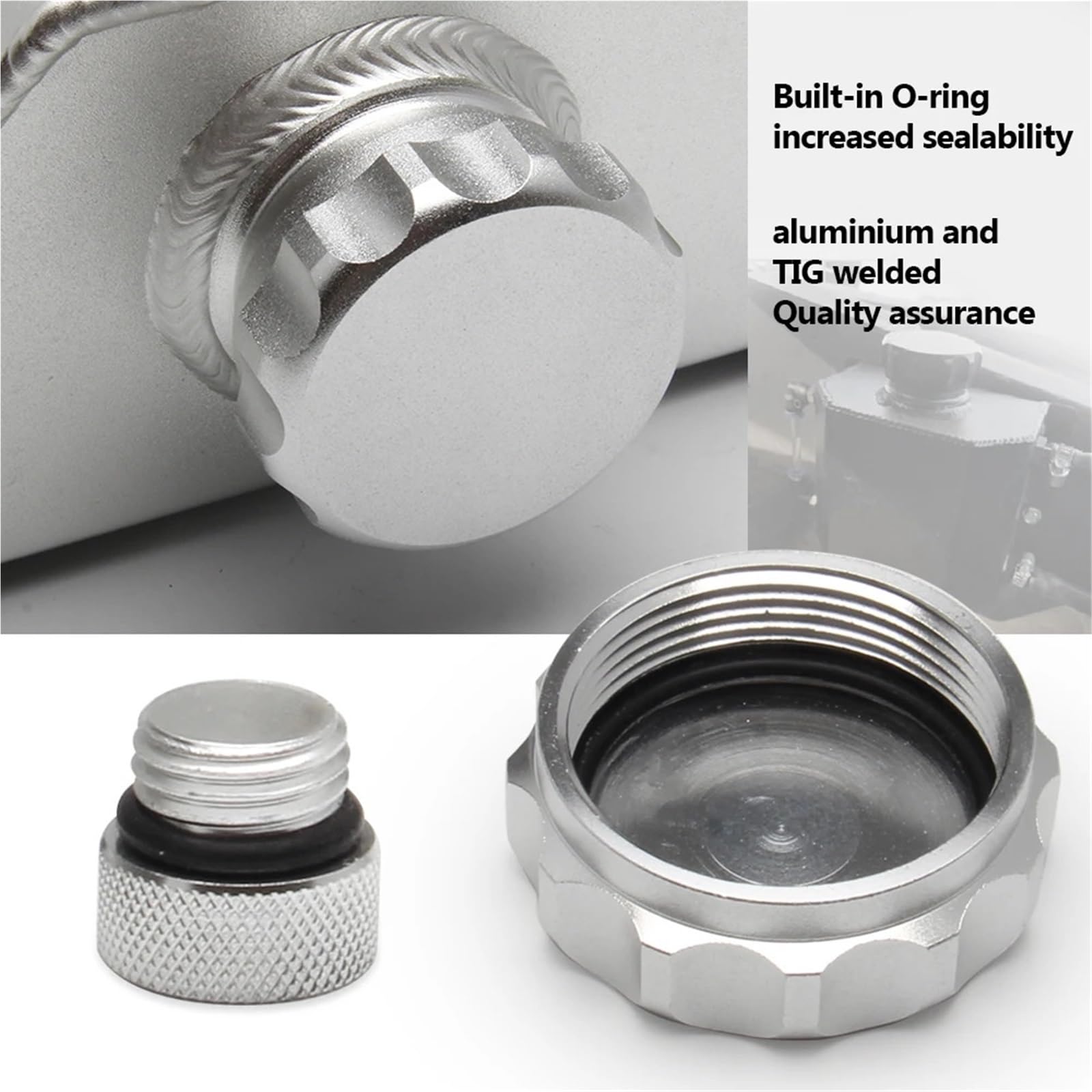 Uniwersalny 1L/2L Aluminiowy Zbiornik Na Olej Płyn Chłodzący Silnik Chłodnica Paliwa Z Korkiem Spustowym Odpowietrznik(1L-Black)