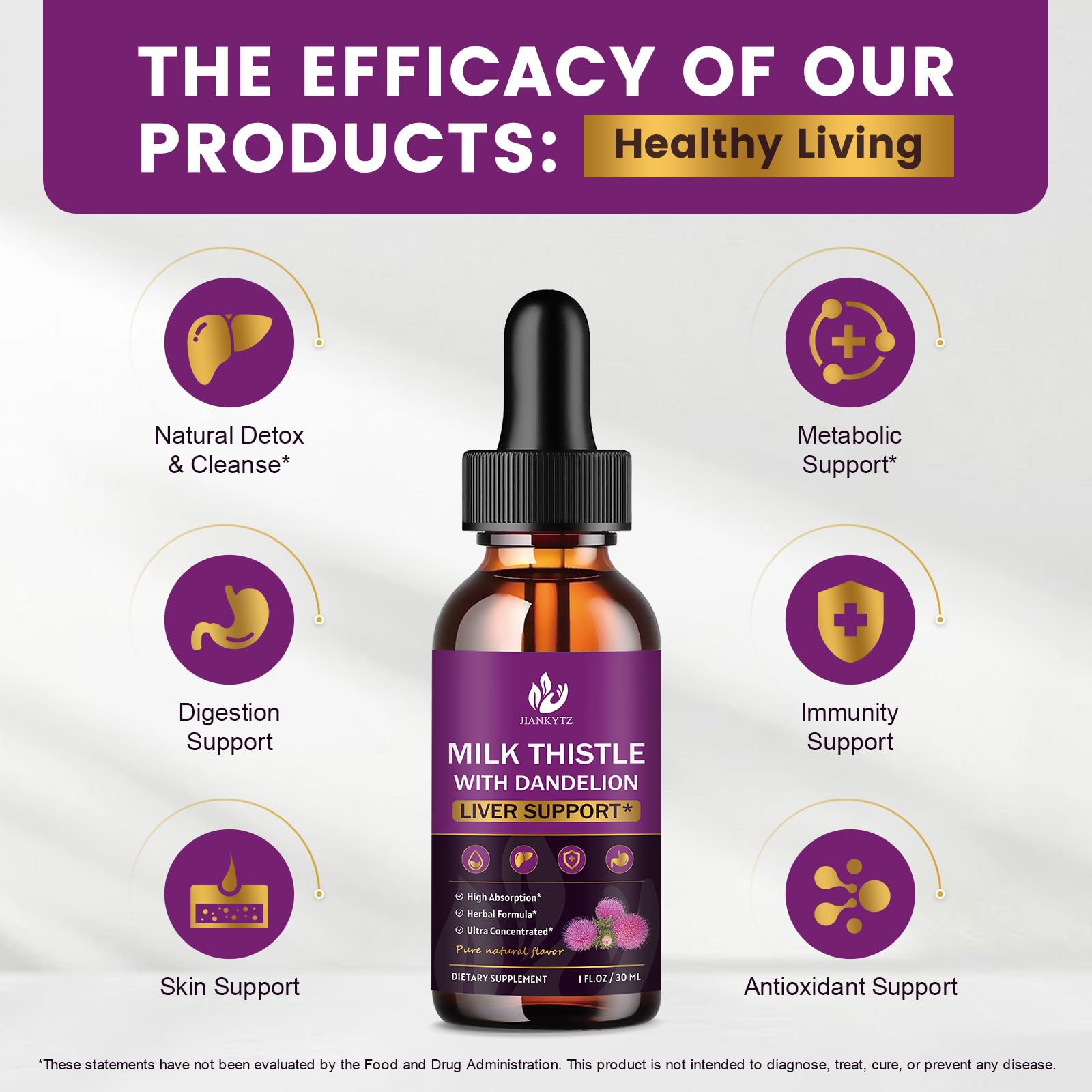 (2 Pack) Milk Thistle Liquid Drops for Liver Det0x & C1eanse Support, Vegan — Amazon image 4