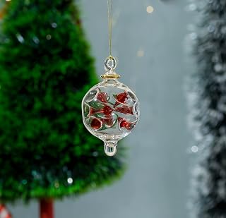 Les Trois Pyramides ornament for Christmas tree decorations | Egyptian Handblown Tree topper Ornament for xmas holidays | christmas ornament glass balls | Glass Red size 4.8"/ 80mm