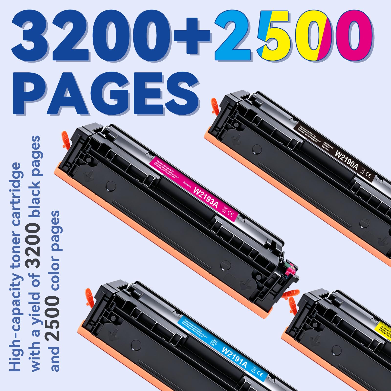 219X Toner Con Chip MFP 3302FDWG Nero Ciano Magenta Giallo 4-pezzi | Cartuccia di Toner Compatibile con HP Color LaserJet Pro MFP 3302SDWG 3302FDNG 3302FDW 3302SDW 3302FDN 3202DN 3202DW W2190X