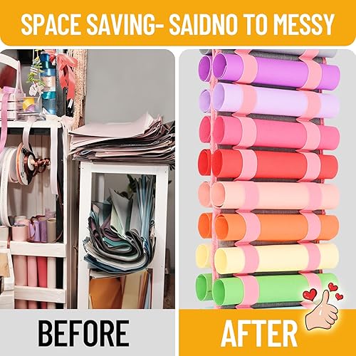 Miniatura 5 de FINESUN Soporte para rollo de vinilo, 24 compartimentos, organizador de almacenamiento de vinilo, accesorios Cricut, organizador de manualidades de