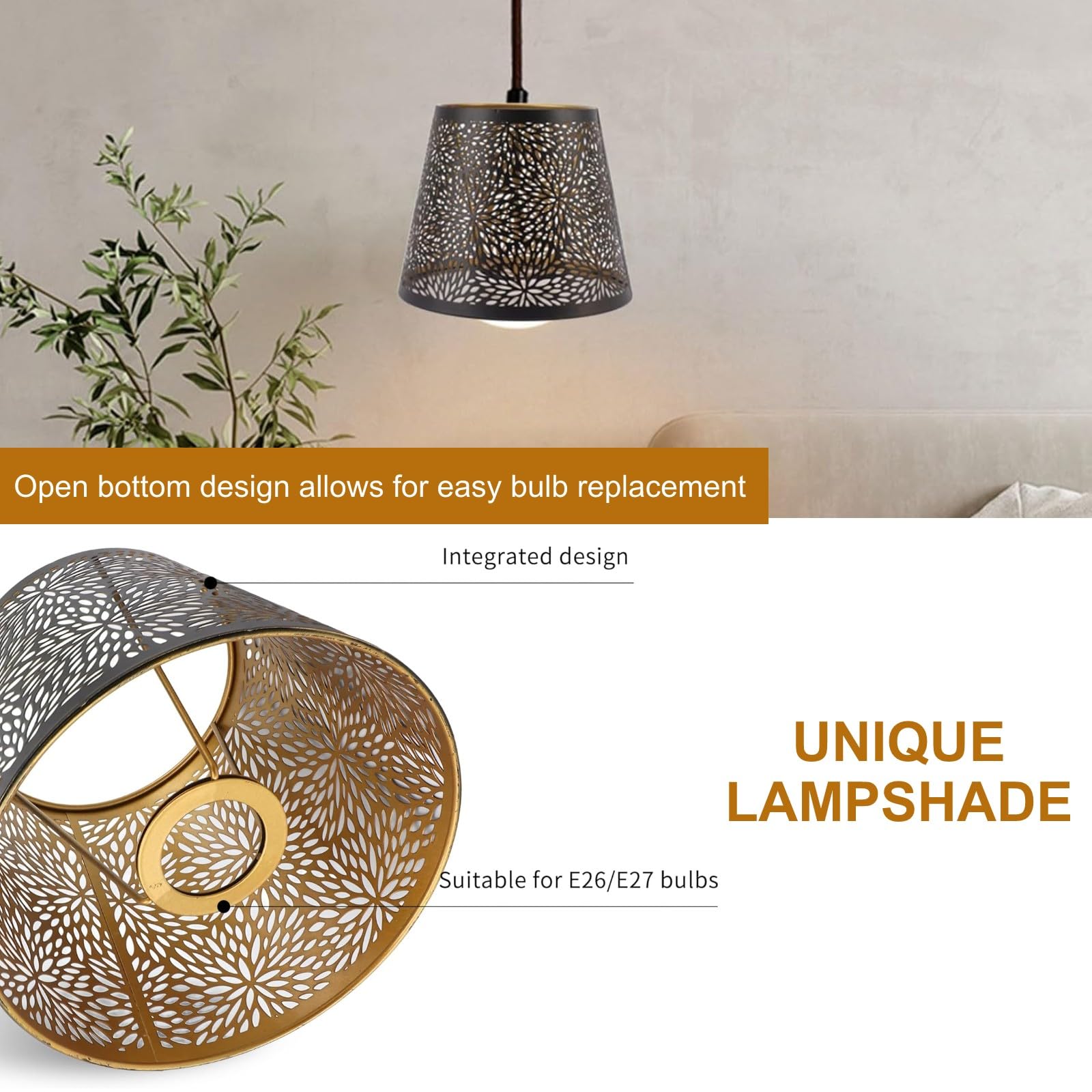 Lampenschirme für Tischlampe, Lampenschirm Stehlamp Eisen Kunst Hohles Gestaltung Schatten Kronleuchter E26 E27 Schutzhülle für Deckenleuchte Pendelleuchte Natur Wandleuchte Dekoration