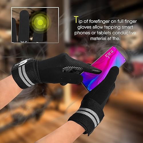 Miniatura 4 de SAWANS Guantes de levantamiento de pesas Gimnasio Entrenamiento Fitness Muñequera Soporte Hombres Mujeres Guantes sin dedos Pantalla táctil de dedo
