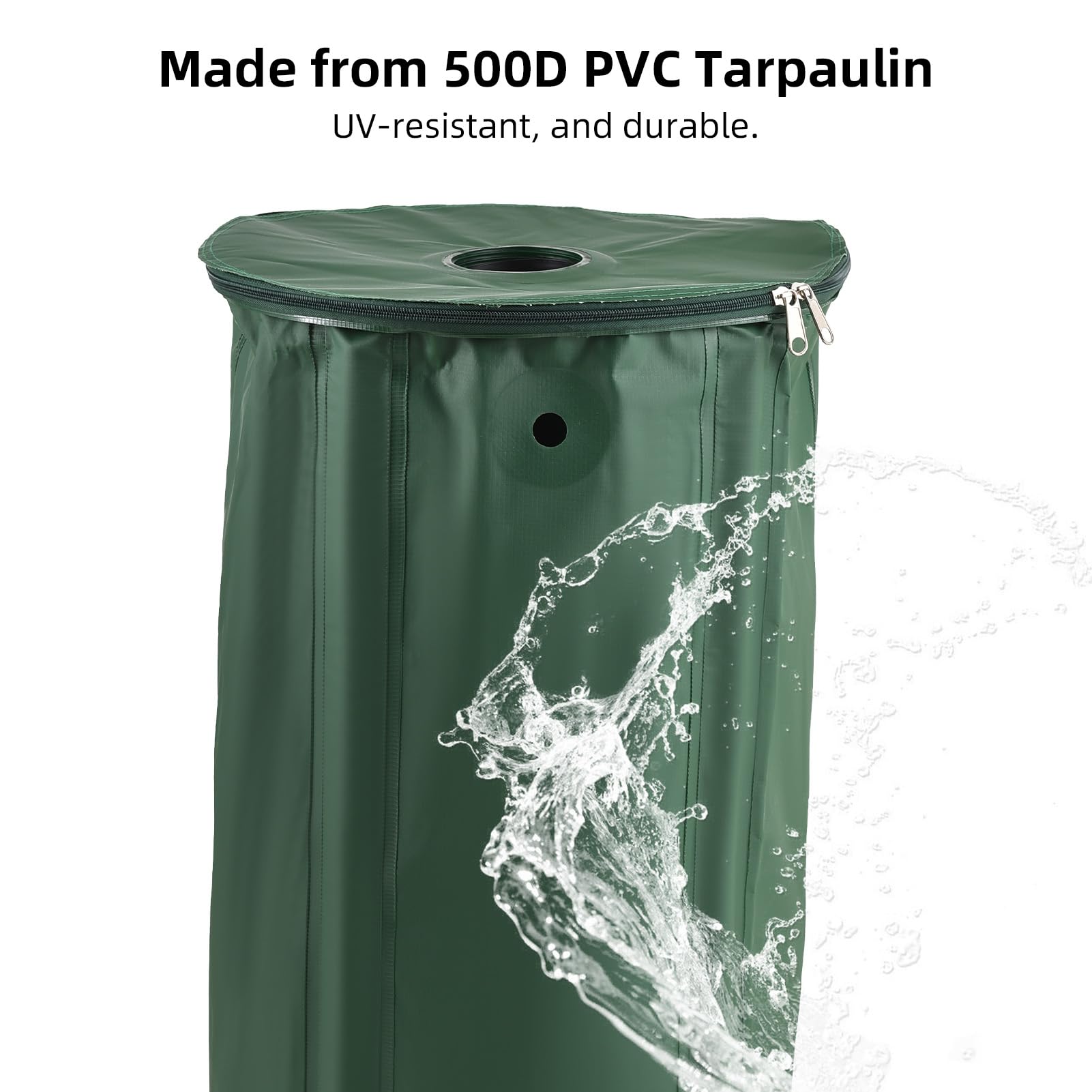 Lixada Barril de recolección de Agua de Lluvia portátil con Filtro de bajante y válvula de desbordamiento - Kit de Barril de Lluvia de 100 l con Lona de PVC 500D