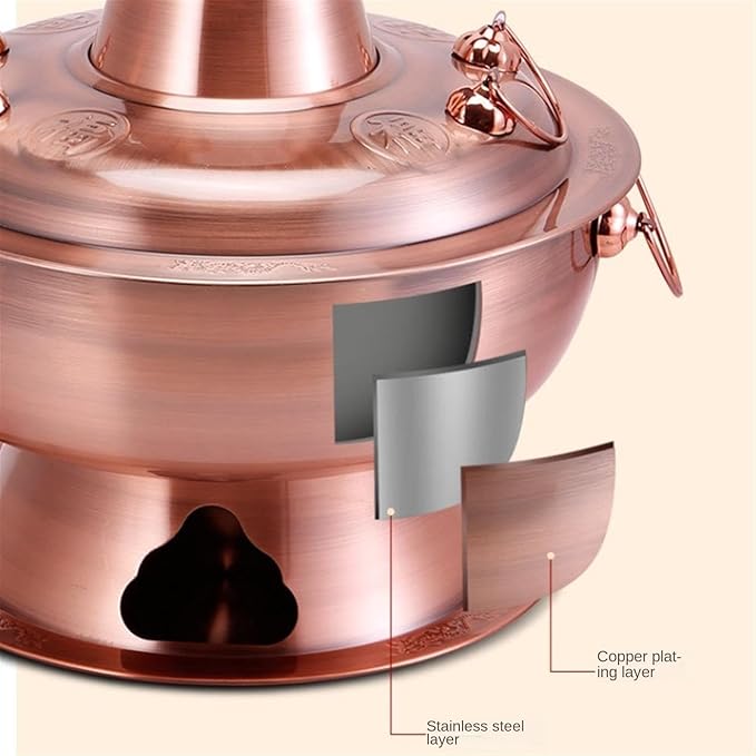 Olla Hot Pot de Acero Inoxidable para Carbón, Estilo Beijing, 32 cm miniatura 4
