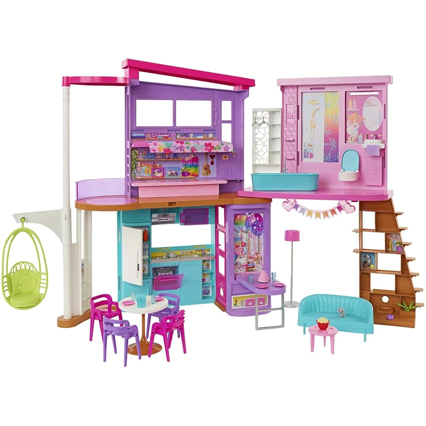 Immagine del prodotto Barbie - Barbie Casa di Malibu (106 cm) playset casa delle bambole con 2 piani, 6 stanze, ascensore altalena e più di 30 pezzi, Giocattolo per Bambini 3+ Anni, HCD50