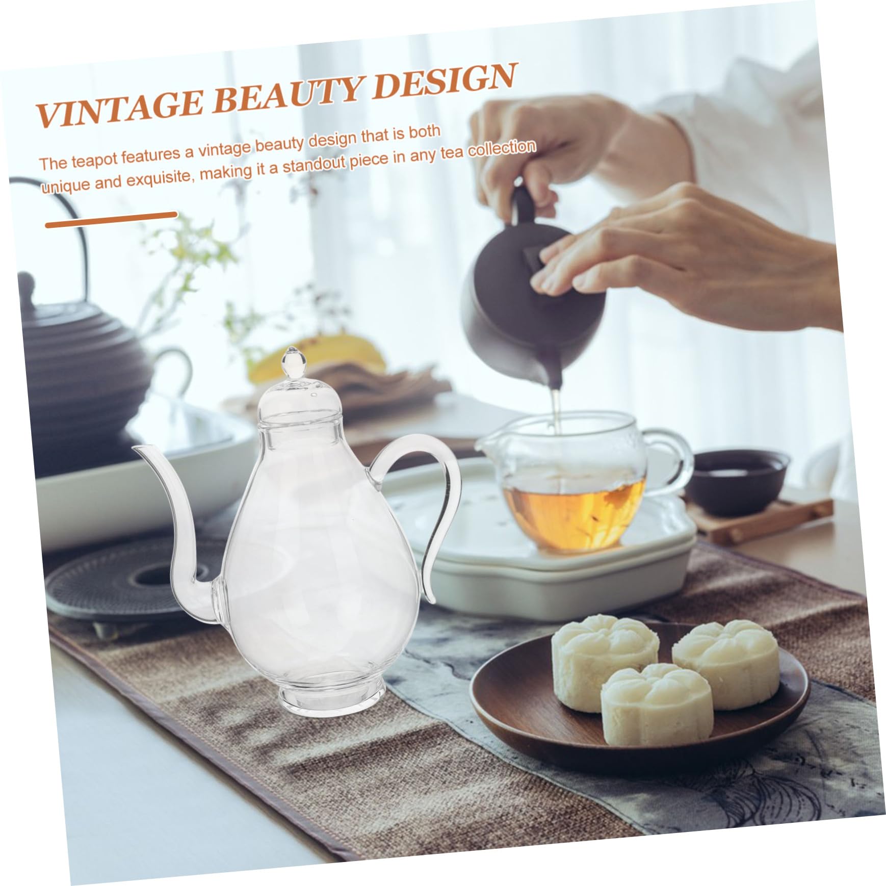 POPETPOP Tetera De Vidrio Vintage Con Infusor Extraíble De Tetera Transparente Para Infusiones De Té Suelto Apta Para Cocina De Inducción y Microondas