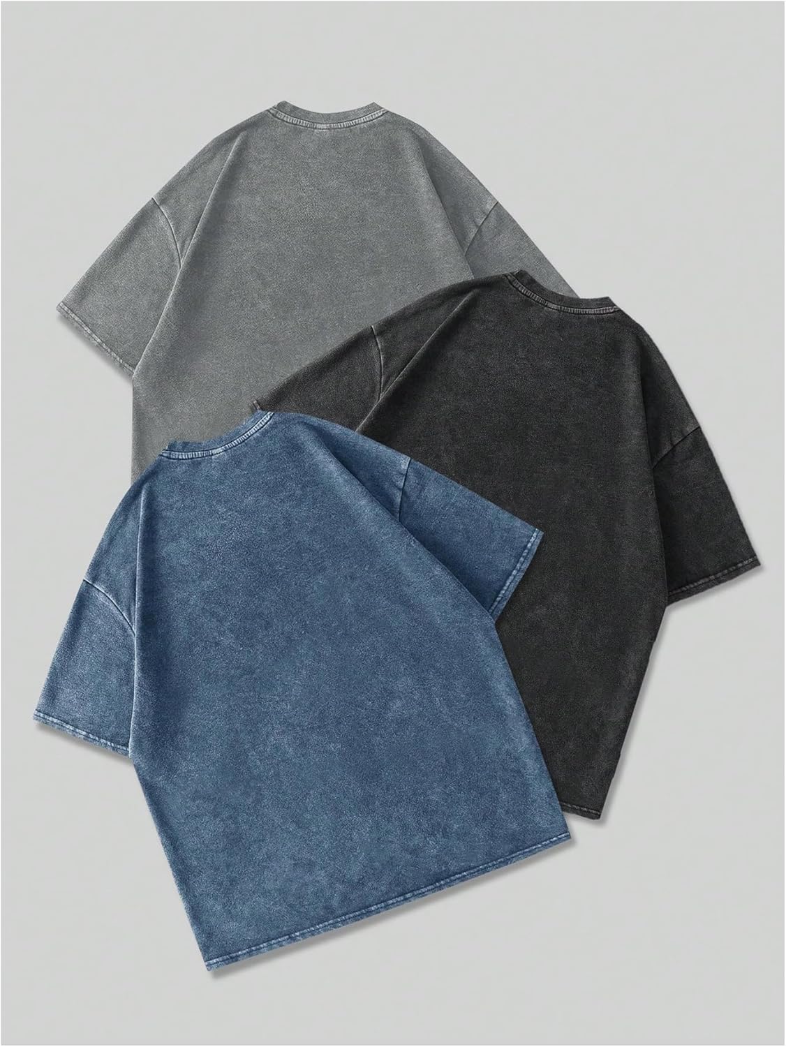 SOLY HUX Men's T Shirts 3 Packs Vintage Washed Tees Drop Shoulder Short Sleeve Baggy Summer Tops Streetwear - Image 2