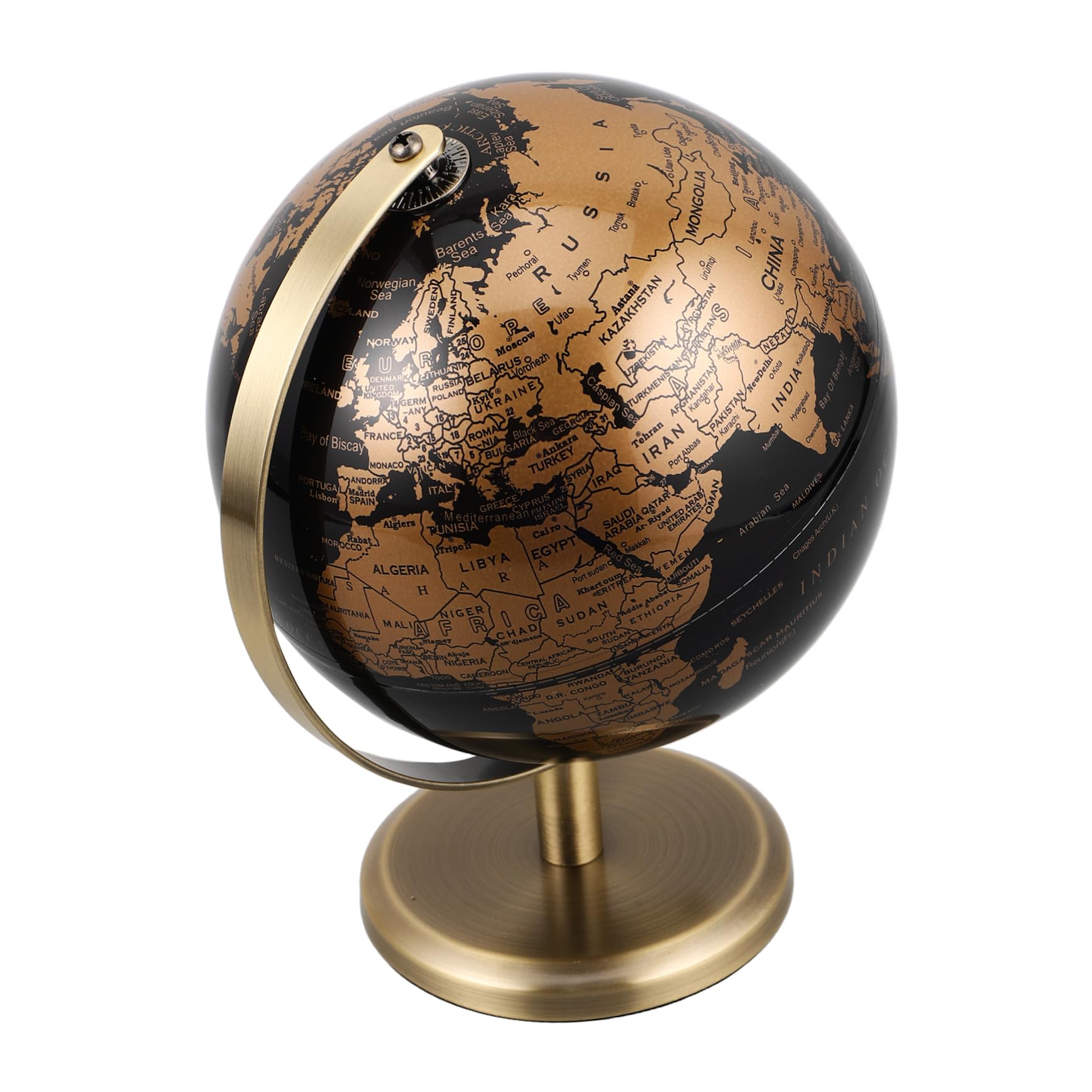 LIOOBO Antique European Luxury Rotating Globe Ornament Elegant Desktop World Globe for Home and Office Decor Vintage Geography Table Decoration Classy Office Accent