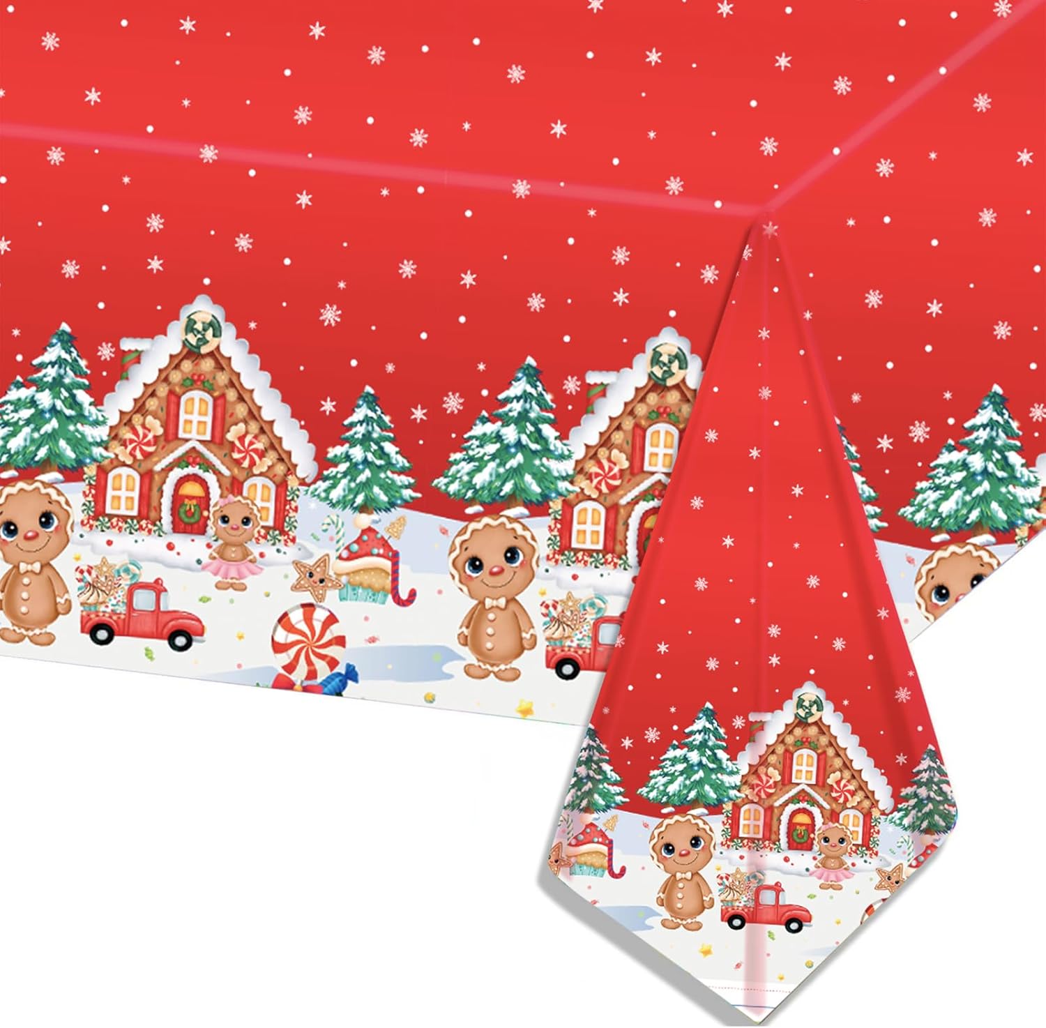 POPOYU Christmas Party Table Cloth,137 * 274cm Christmas Table Cover