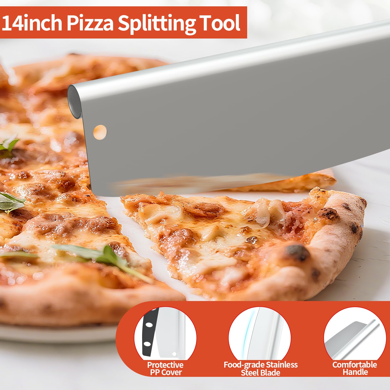 Lot de 4 accessoires de four à pizza perforés de 30,5 cm, pelle à pizza de 22,9 cm avec long manche antidérapant, pelle à pizza avec roulette à pizza et brosse de four, pour pain, tarte
