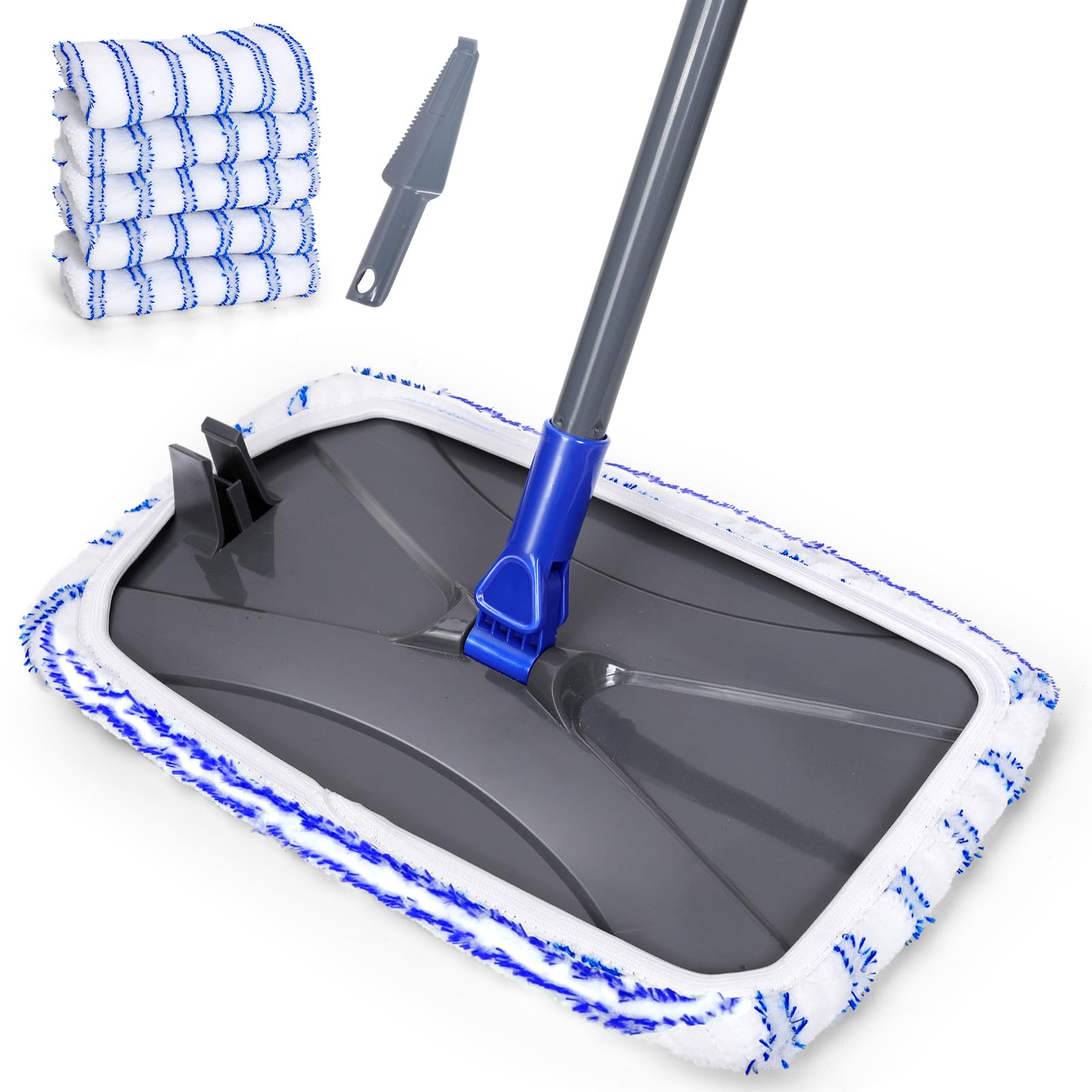 Large Area Flat Mop with 2 Microfiber Mop Pads for Hardwood Floors