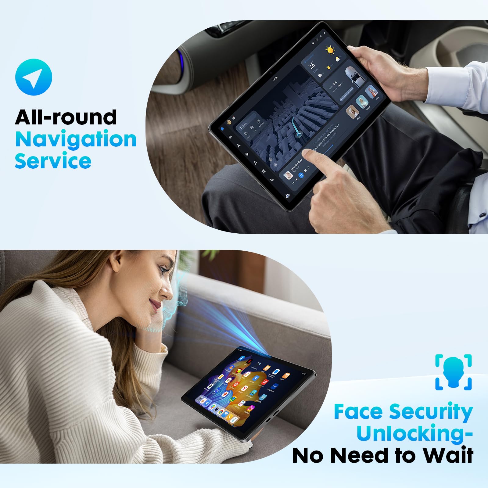 Android 15 Tablet 10 Zoll, 24GB RAM + 128GB ROM (1TB Erweiterbar), Octa-Core, 1280x800 IPS HD Touchscreen, 5MP+8MP Dual-Kamera, 6000 mAh, Mit Tastatur, Maus, Widevine L1 (Blau)，Gemini AI