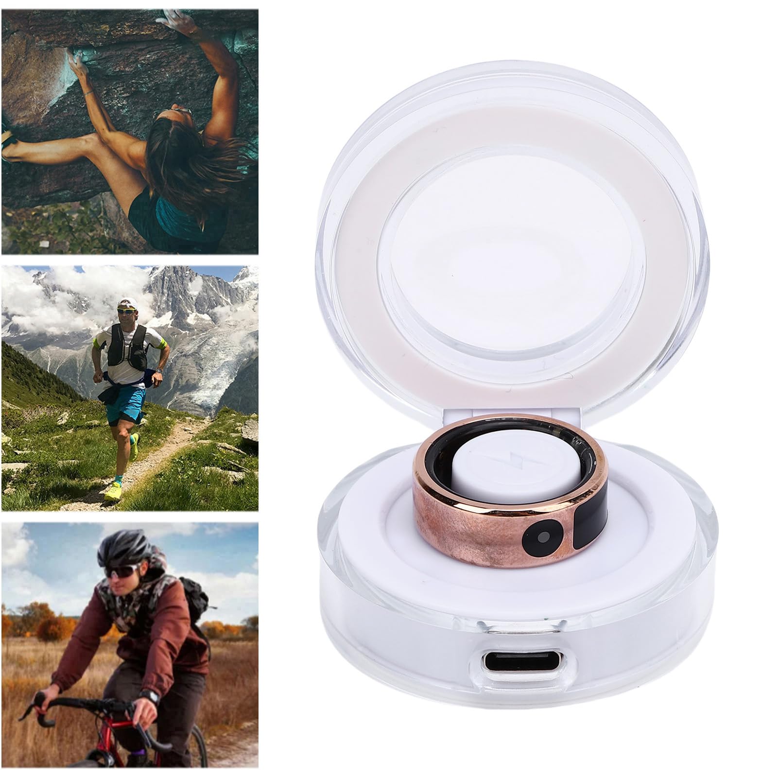 Asixxsix Bague connectée, Bracelet connecté à écran Tactile, Compatible avec l'application BT, étanche jusqu'à 5 ATM, Bague connectée pour Femmes et Hommes. (11)