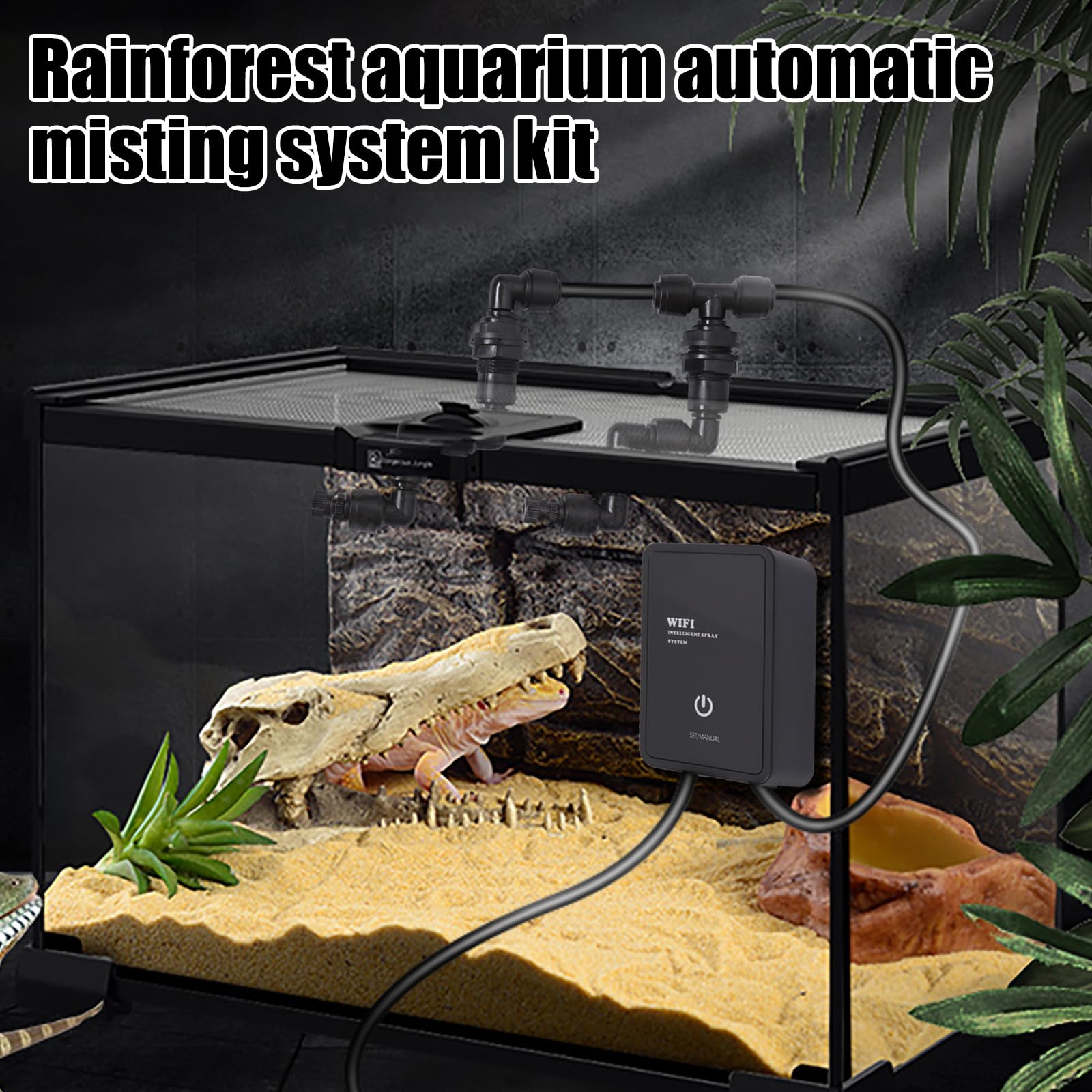Intelligentes Reptilien Benebelungssystem,Beregnungsanlage Terrarium,Automatisches Zerstäuber für Chameleons,Luftbefeuchter Terrarium,Reptilien-Luftbefeuchter Nebelsystem für Amphibien,Herps,Kräuter
