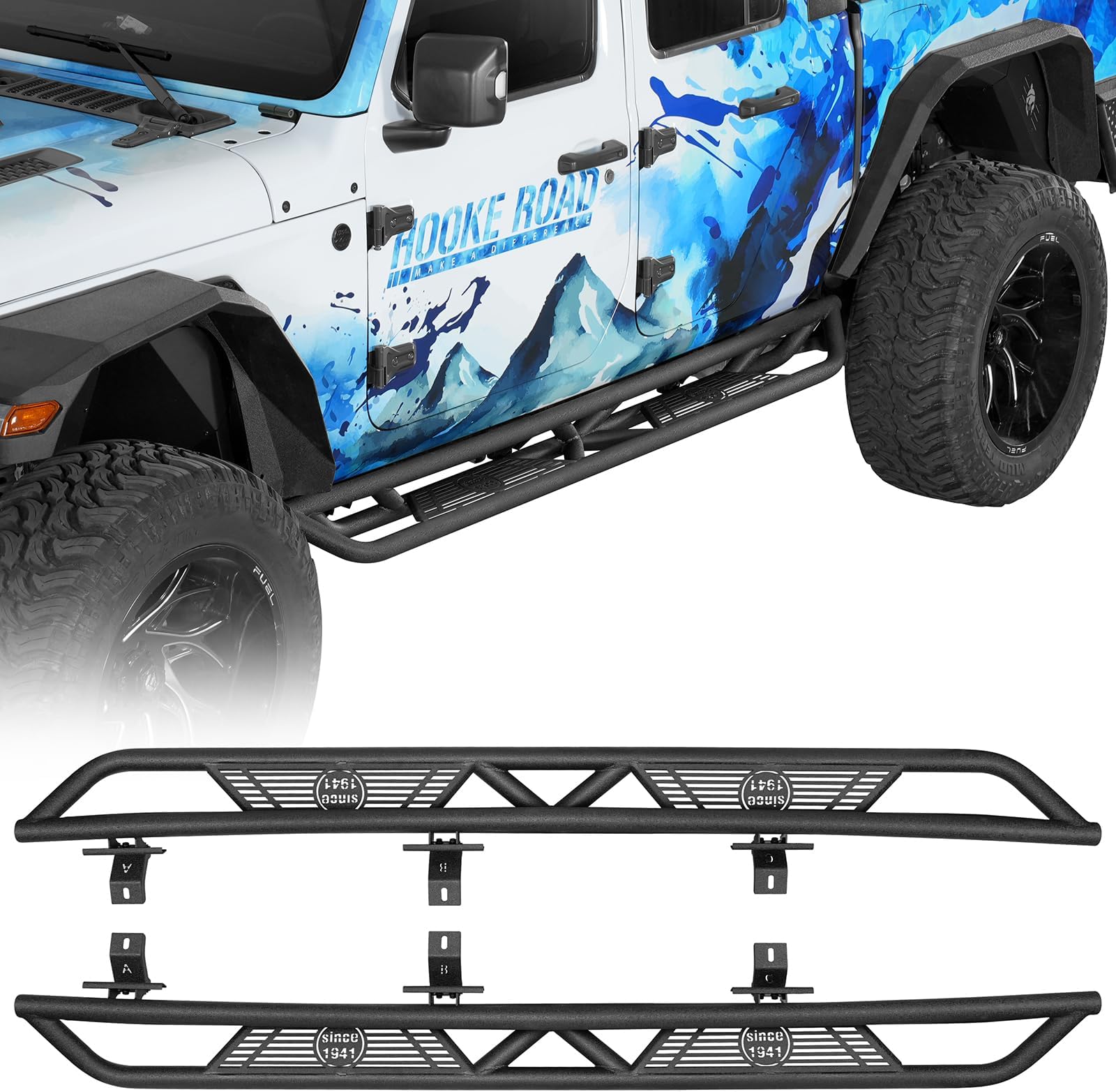 Gladiator 5.3" Drop Side Step Tube Running Boards Nerf Bar Rock Slider Rails for Jeep Gladiator JT 2020-2026 4-Door