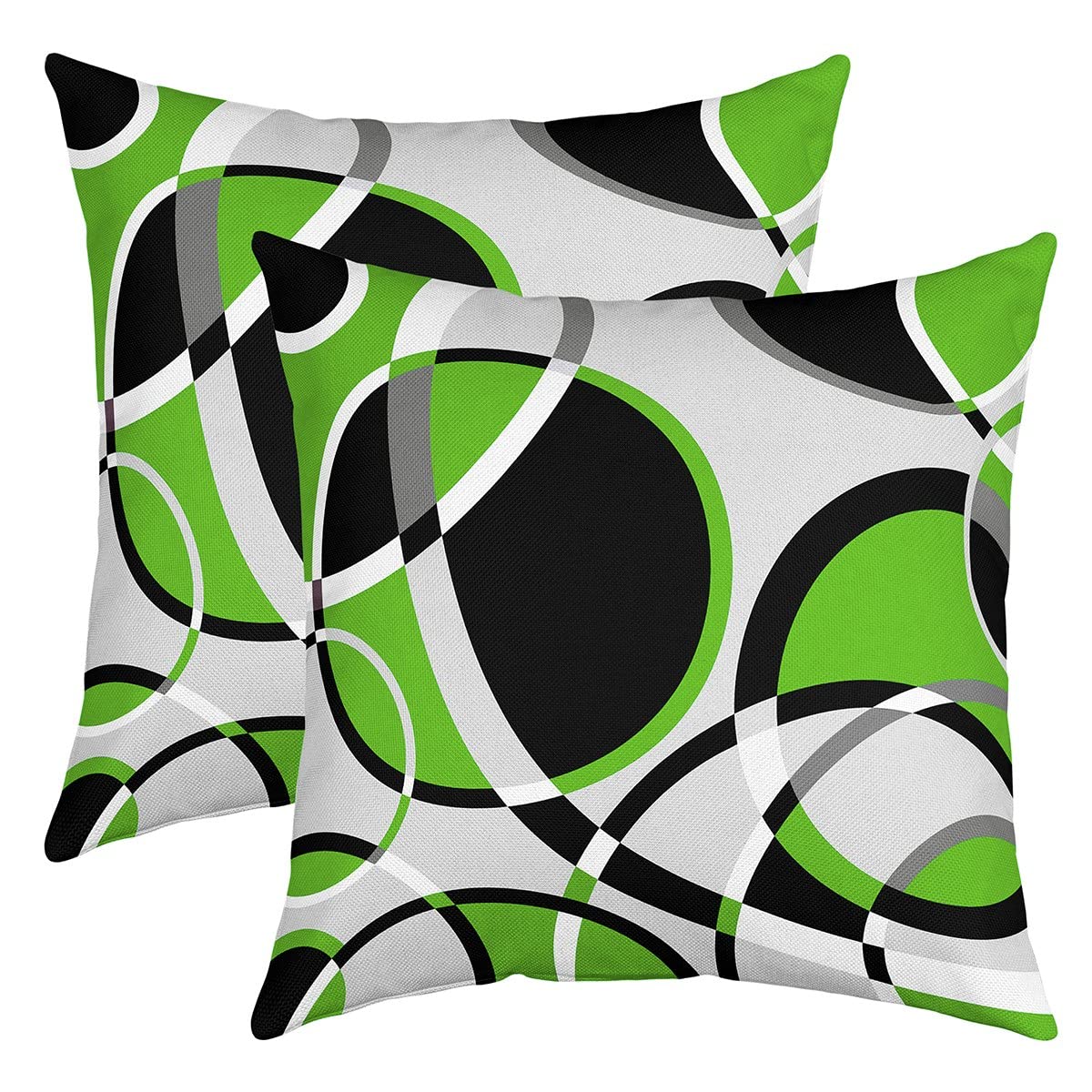 Loussiesd Set di 4 federe per cuscino reversibile con geometria geometrica, motivo geometrico, colore: blu, grigio, bianco, decorazione per la casa per cuscini quadrati a righe, 40 x 40 cm