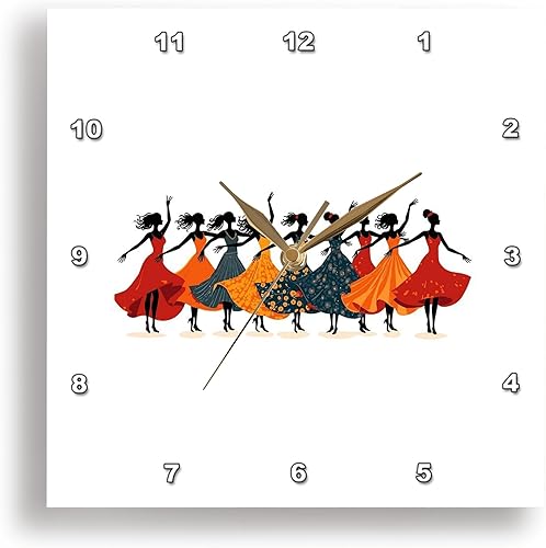 Miniatura 1 de 3dRose, Nine Ladies Dancing Cut-Out Stencil Retro Style 2, 10x10 Wall Clock