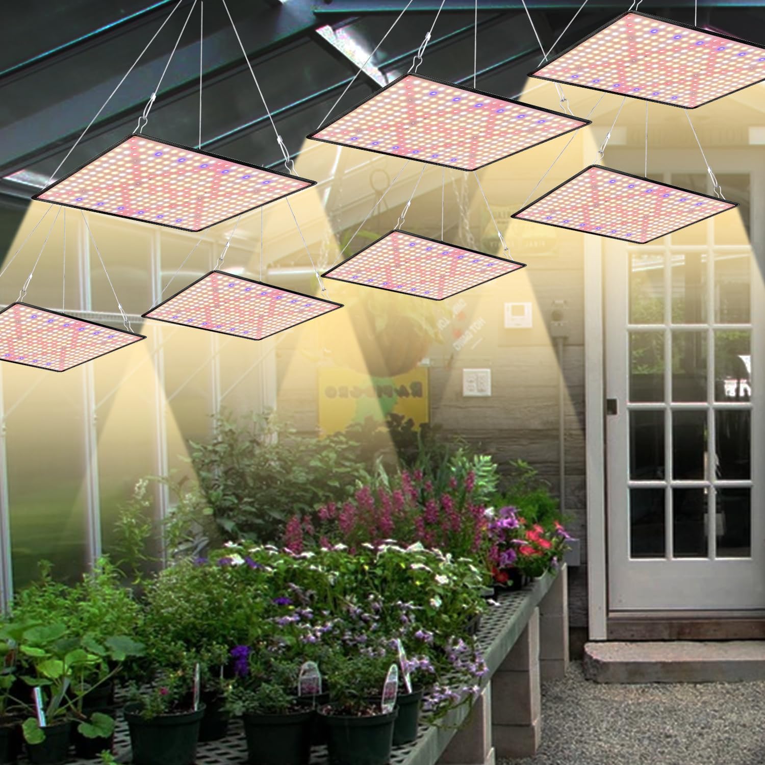 Rosnek LED Pflanzenlampe Vollspektrum 100W mit 360 LED-Chips, IP65 Wasserdicht, UV/IR Licht für Indoor-Anbau, Gemüse, Hydroponik, Haken (Sonnenlicht Modell)