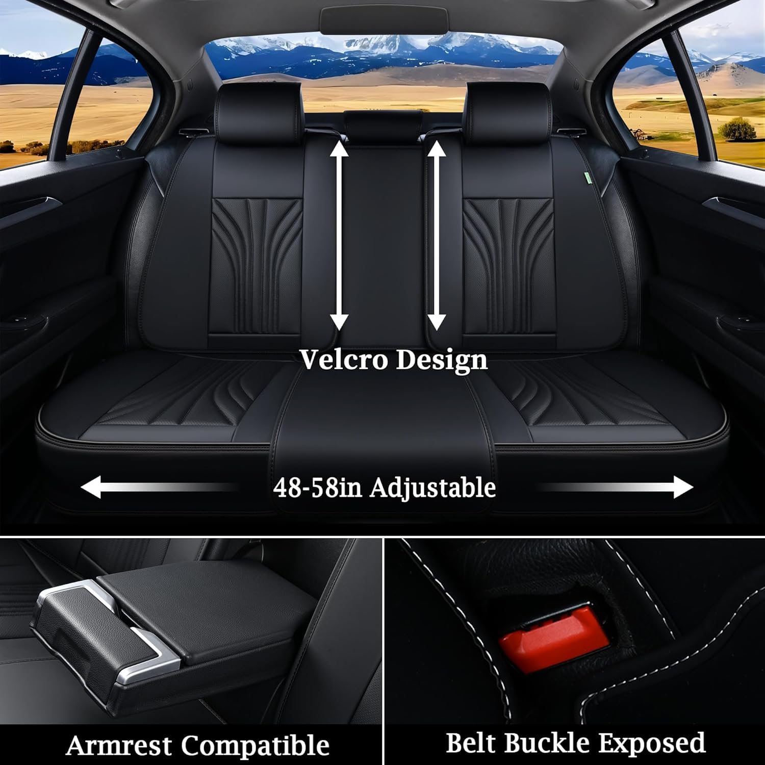 FLORICH Autositzbezüge Vollständiges Set, Leder Sitzbezüge Luxus 5 Sitze Universal Schwarz Sitzbezüge für Autos Wasserdicht Sitzschoner Kunstleder Automotive Fahrzeugbezug für Autos SUV Pick-up LKW