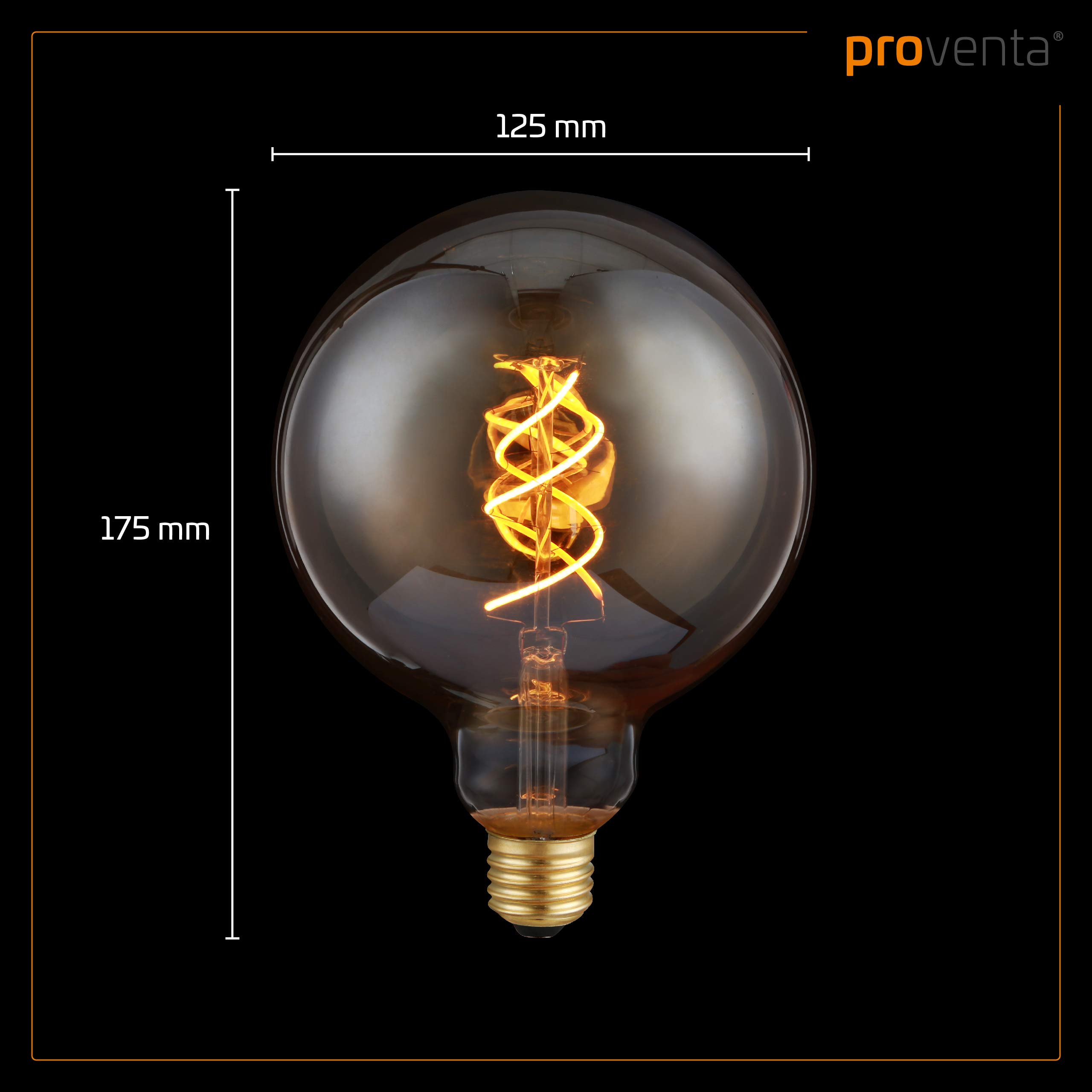 Edison Globe Filament-Birne dimmbar E27 4 Watt Doppelwendel 1.800 K extra-warmweiß 250lm G125 LED-Leuchtmittel Dekolampe Vintage Retro 5-Pack