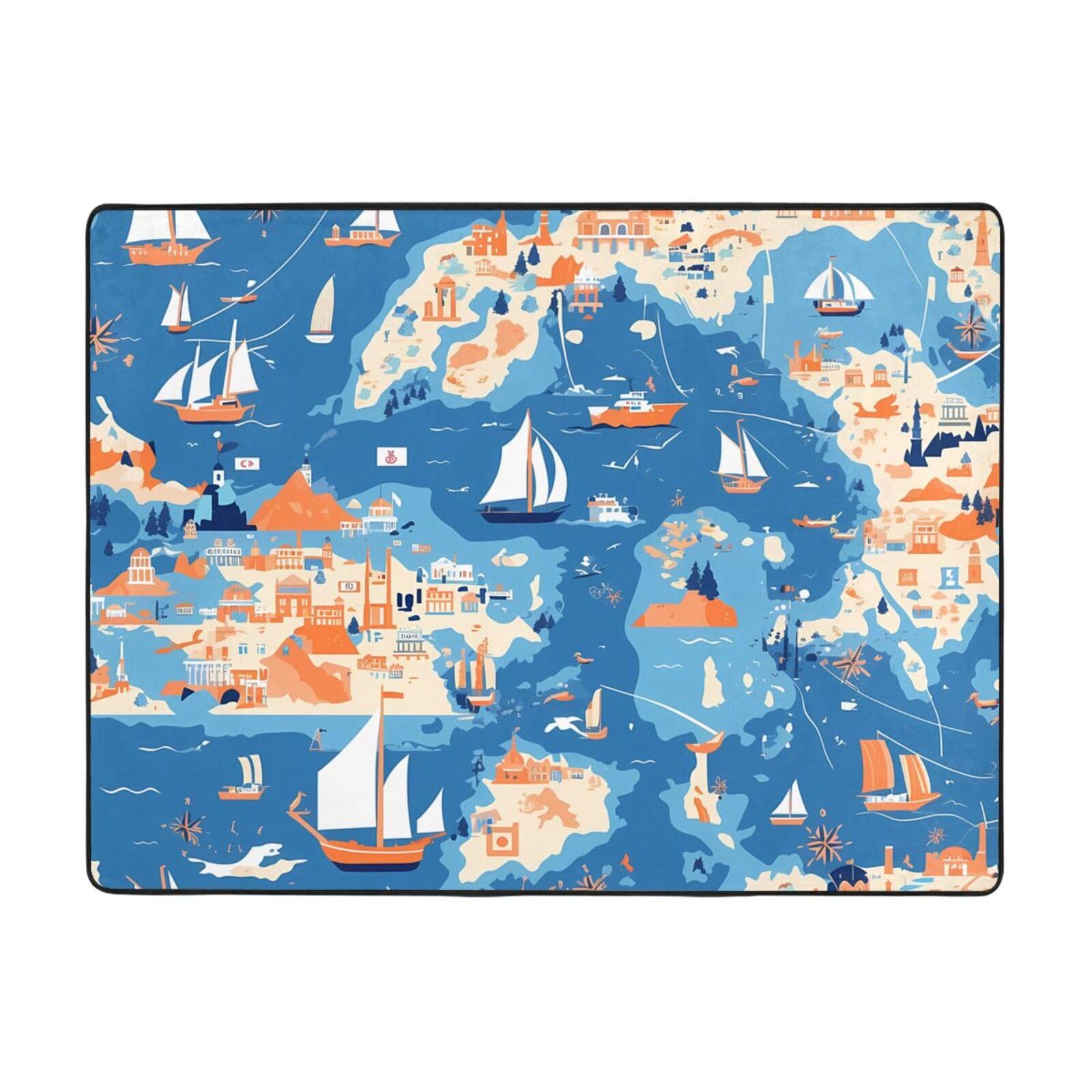 Tapis carte de la Grèce 160x121 grand tapis salon velours