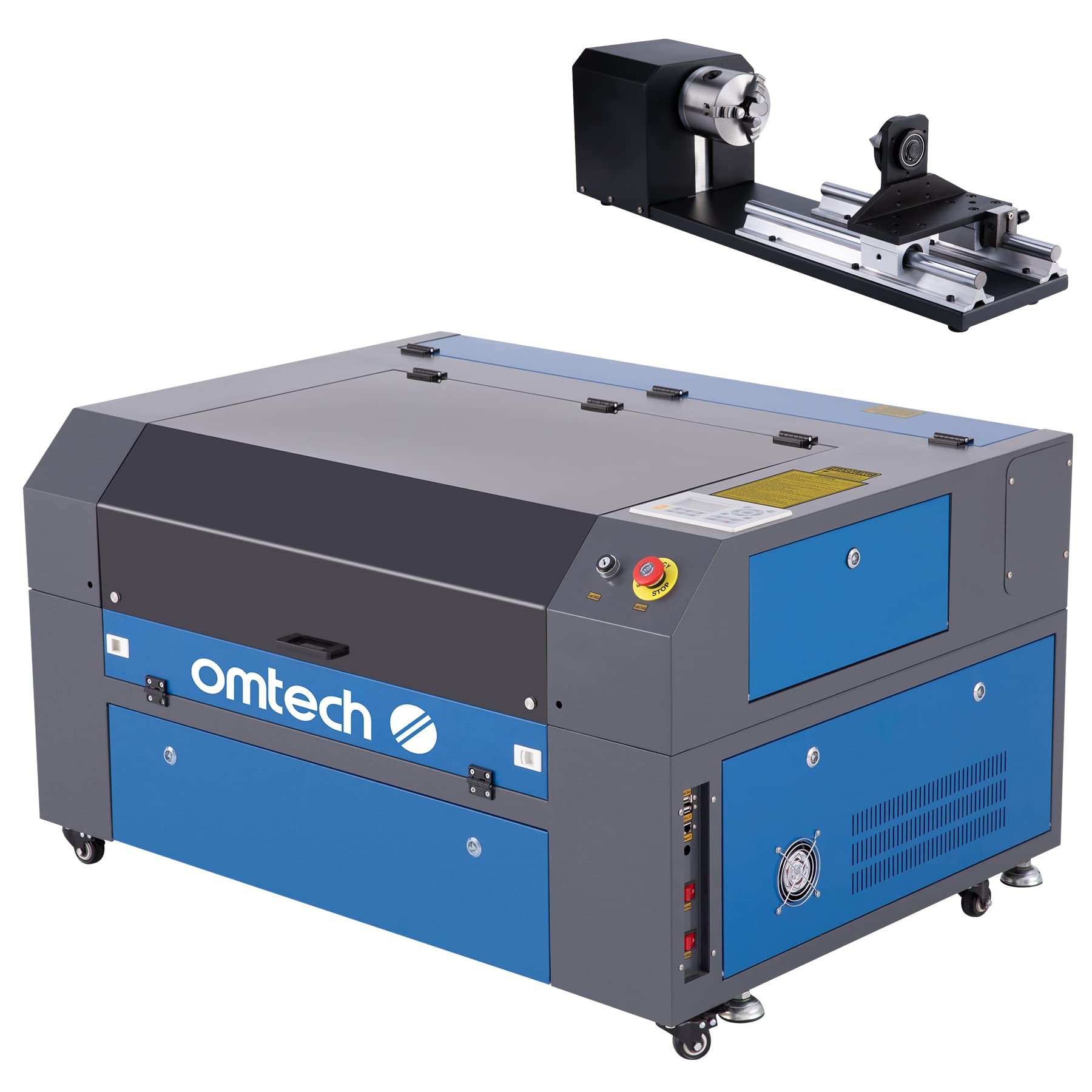 OMTech 60W CO2 Laser Engraver Cutter with 500 x 700mm Work Area, Laser Engraving Machine with 3-Jaw Chuck Rotary Axis, USB Port, Red Dot Pointer, for Wood Acrylic Glass