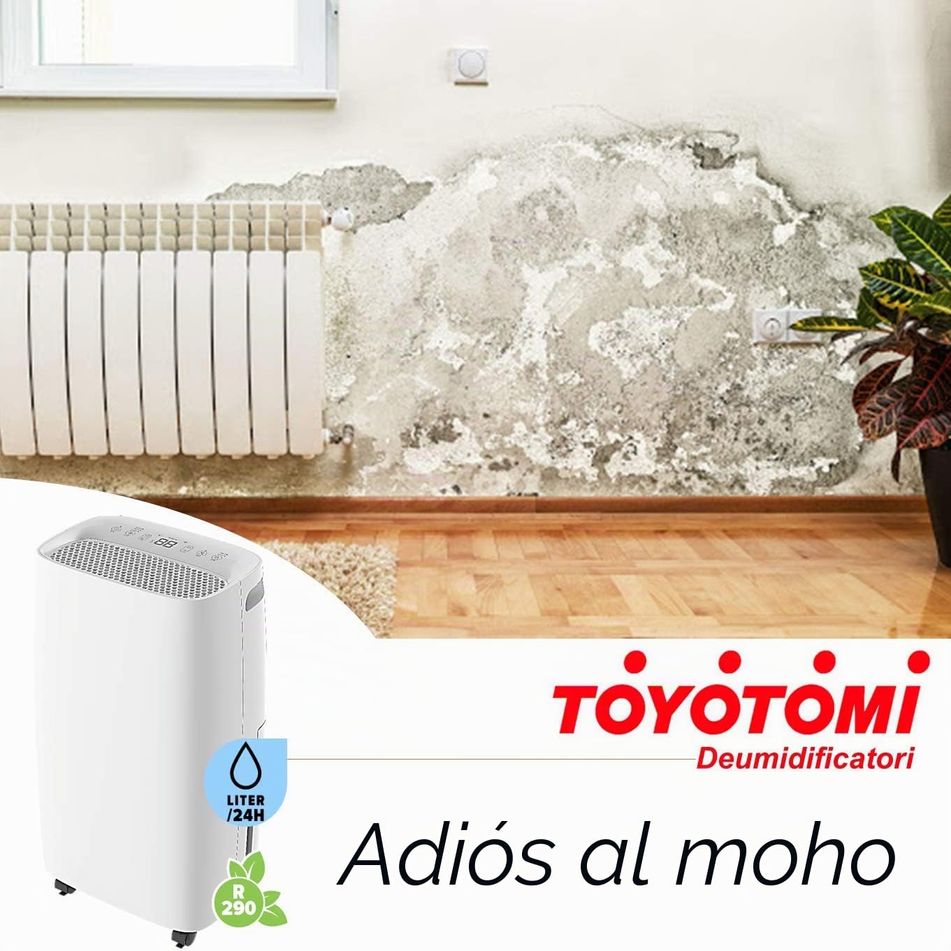 Toyotomi |TD-C1412 Deshumidificador antimoho, excelencia japonesa, 12 litros por 24 horas, filtro de carbón activado y ruedas