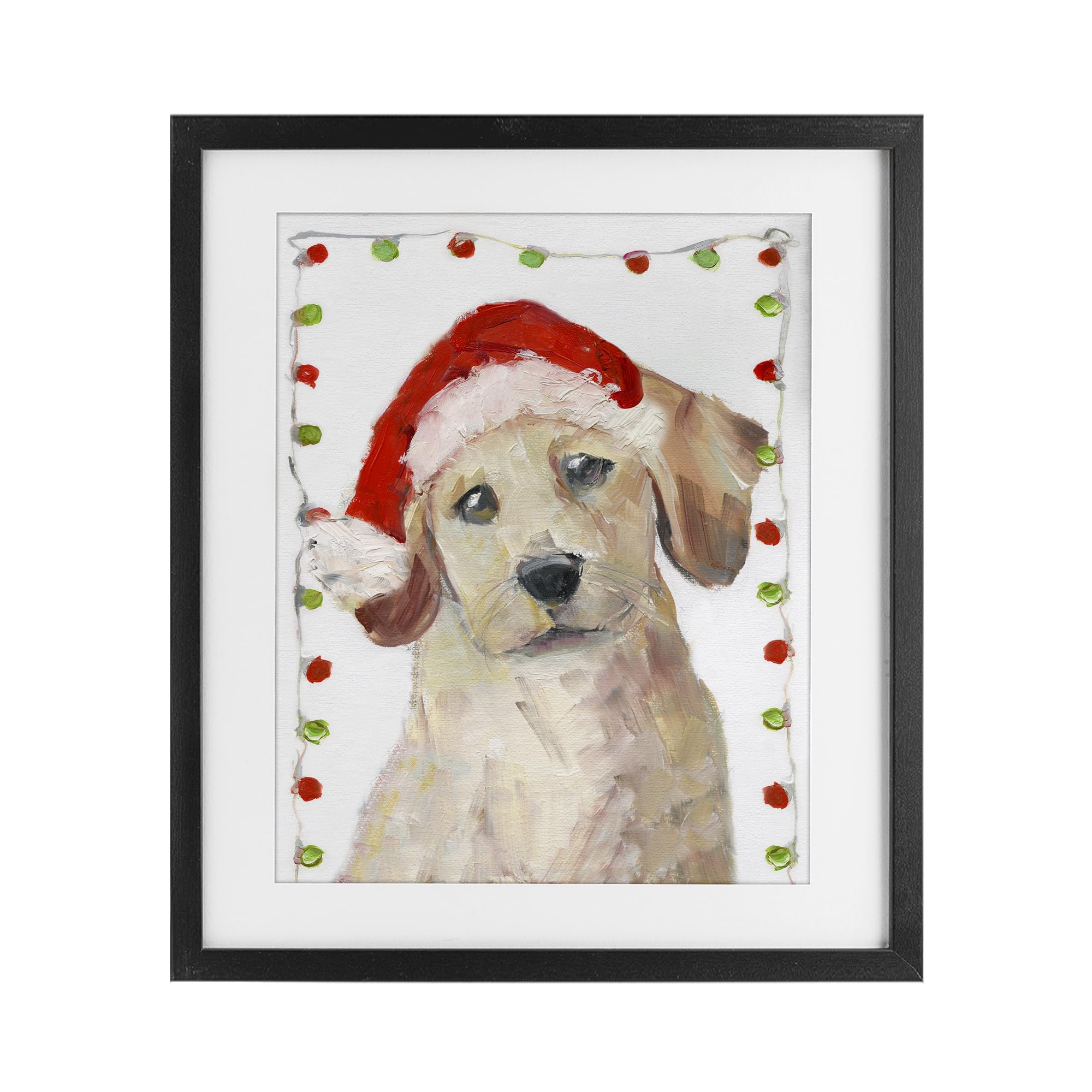 Stupell Industries 'Santa Paws Pup', Framed Print Under Glass, Black, 13 x 16