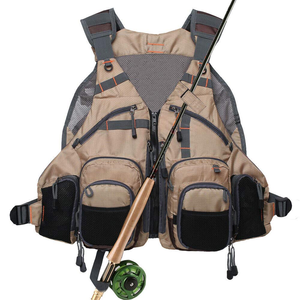 KylebookerFly Fishing Vest Anglers Mesh Adjustable Breathable for Men and Women
