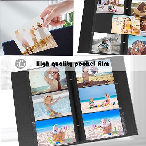 Miniatura 5 de Artmag - Álbum de fotos de tela, 4 x 6, gran capacidad para bodas, aniversario y familia, álbum de lino con capacidad para 300 fotos horizontales