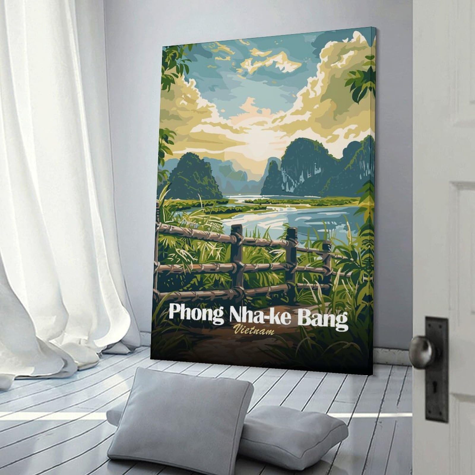 Junmoney Phong Nha-ke Bang, Vietnam Landscape Art Canvas Art Print, 20x30inch(50x75cm), for Restful Interiors, Bedrooms Or Small Rooms, A Warm Accent for Relaxed Interiors