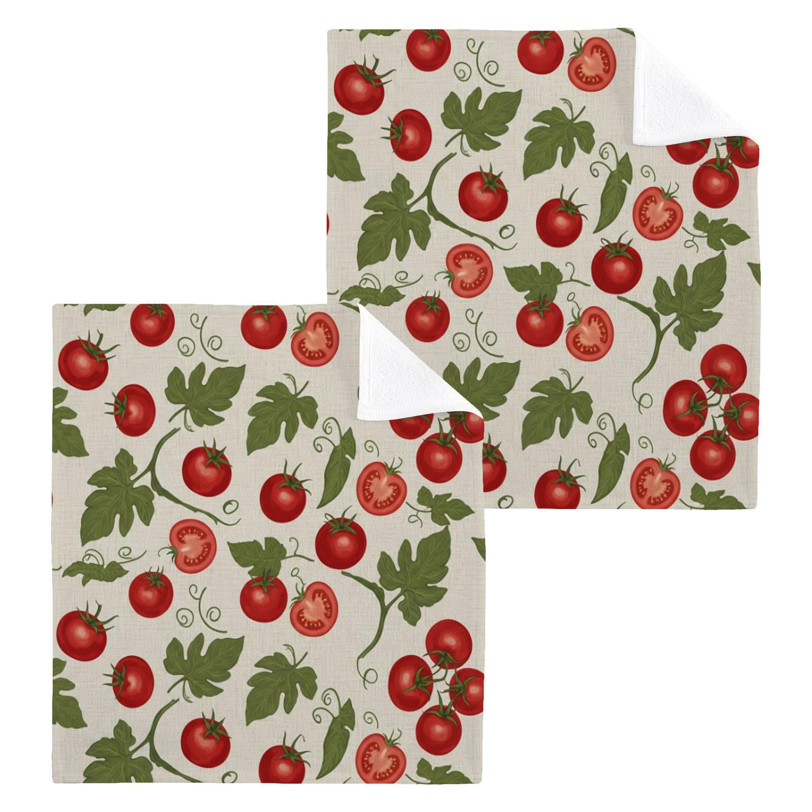 BOESI Tomato 12x12in Cotton Washcloth,Soft Absorbent Face Towel