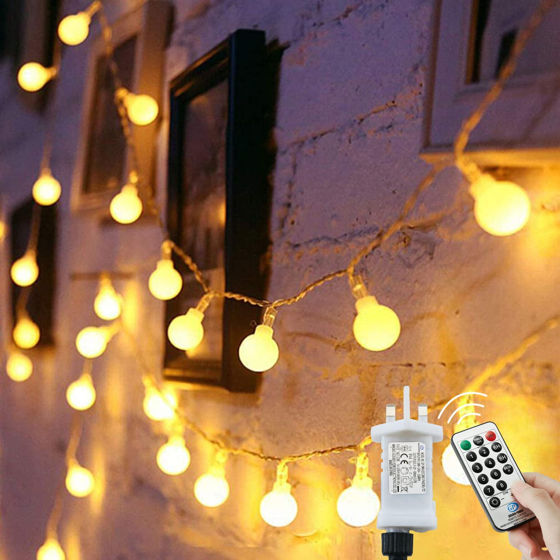 Augone 15M/49ft 120 LED Fairy Lights Plug in Powered, 8 Modes Christmas
