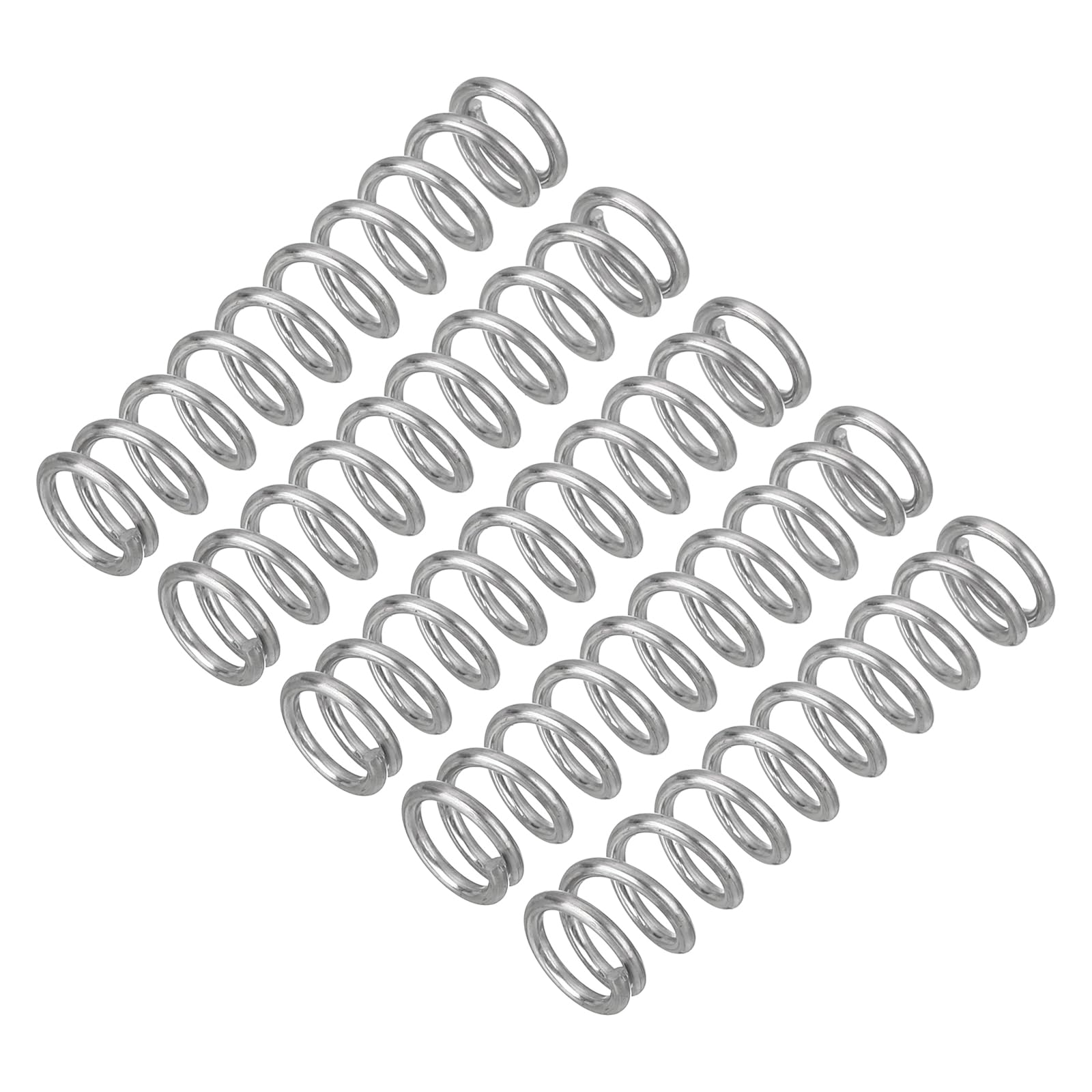 QUARKZMAN 5 sztuk sprężyn ściskanych, 1 x 7 x 30 mm sprężyny ściskane sprężyny naciągowe sprężyny spiralne sprężyna stalowa stal nierdzewna 304, srebrny