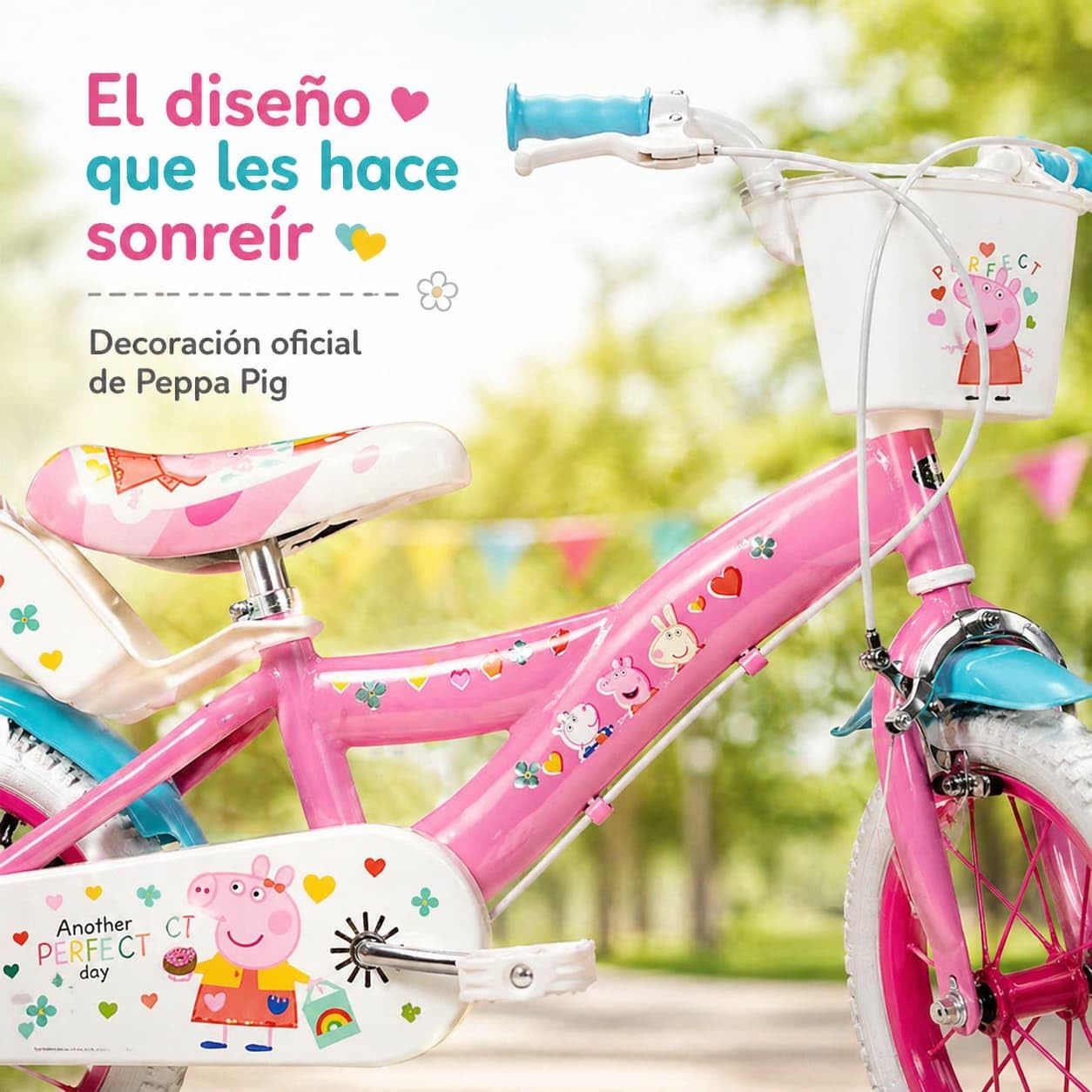 Toimsa Vélo 14" Peppa Pig Rose Enfant Garçon, Multicolore, M