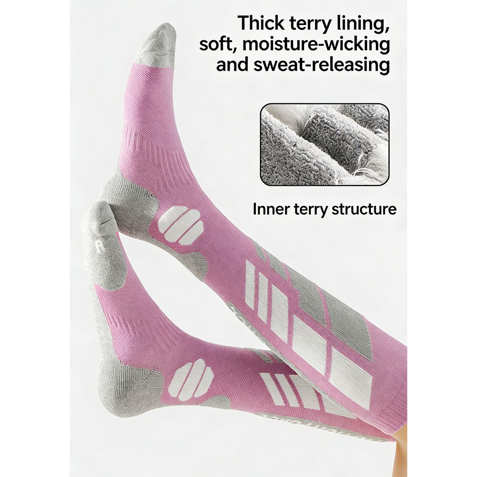 3 Paires Chaussette de Ski Laine Mérinos Femmes Haute Performance Thermiques Chaussettes d'hiver Hautes au Genou Anti-ampoules Évacuation de l'humidité Pour Randonnée Cyclisme Sport d'Hiver