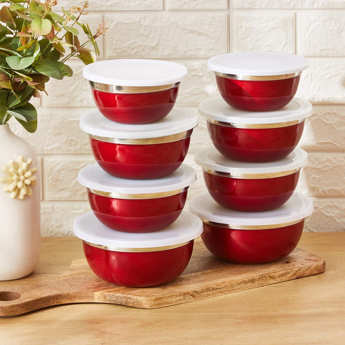 HOME BOX Premia 16-Piece Stainless Steel Storage Serving Bowl Set 163424264