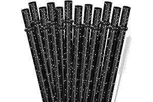 ALINK Reusable Black Glitter Party Straws