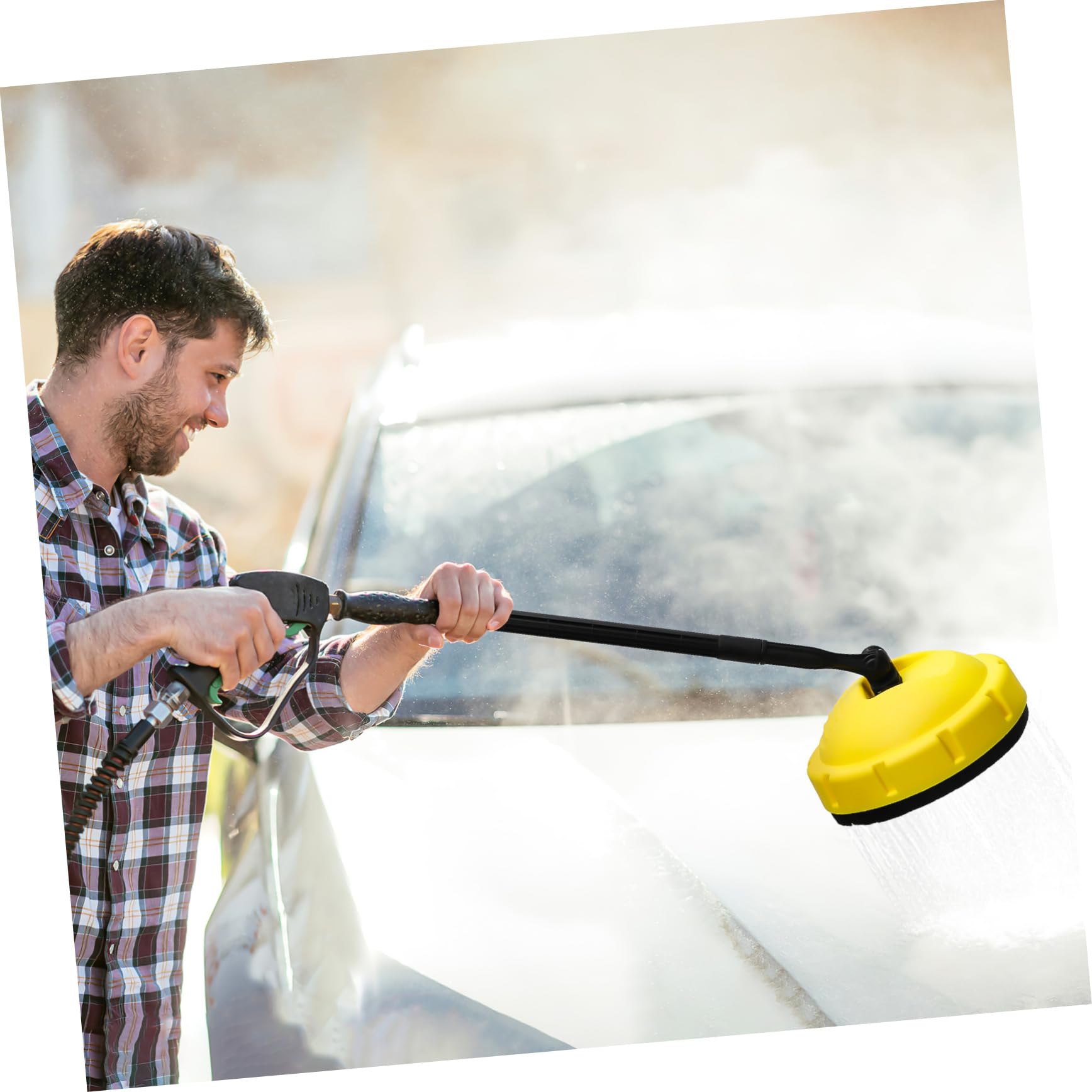ifundom Hidrolimpiadora Portátil para Coche con Boquilla Rotativa y Mango Limpiador De Superficies Planas para Garaje Patio y Vehículo Herramienta Ligera Alta Presión