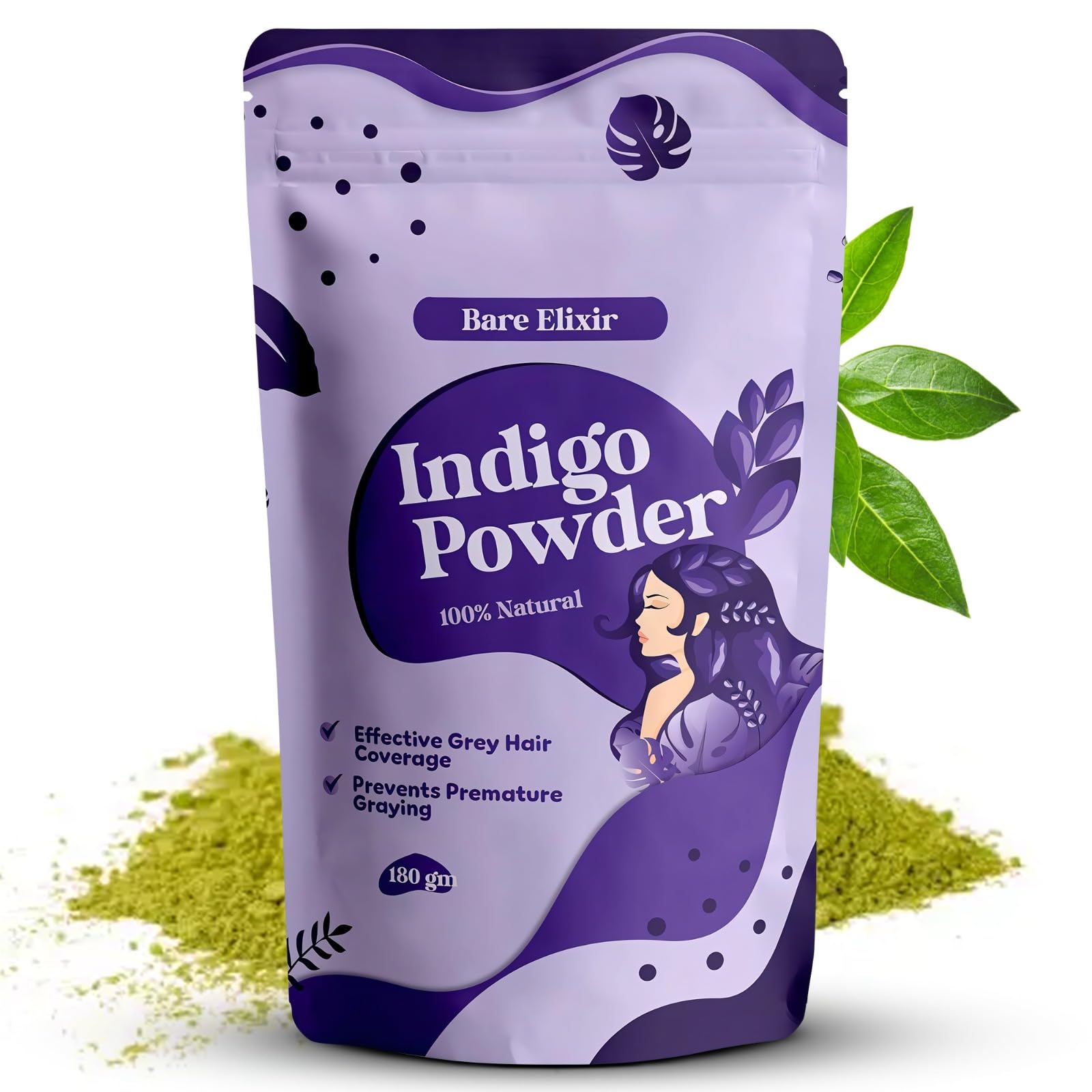bare elixir 100% Natural Organic Indigo Powder for Hair - 180g | Effective Grey Hair Coverage, Promotes Hair Growth & Strength, Chemical-Free Hair Dye | Ideal for Deep Conditioning & Reducing Hair Fall (Pack of 1)-picture-31