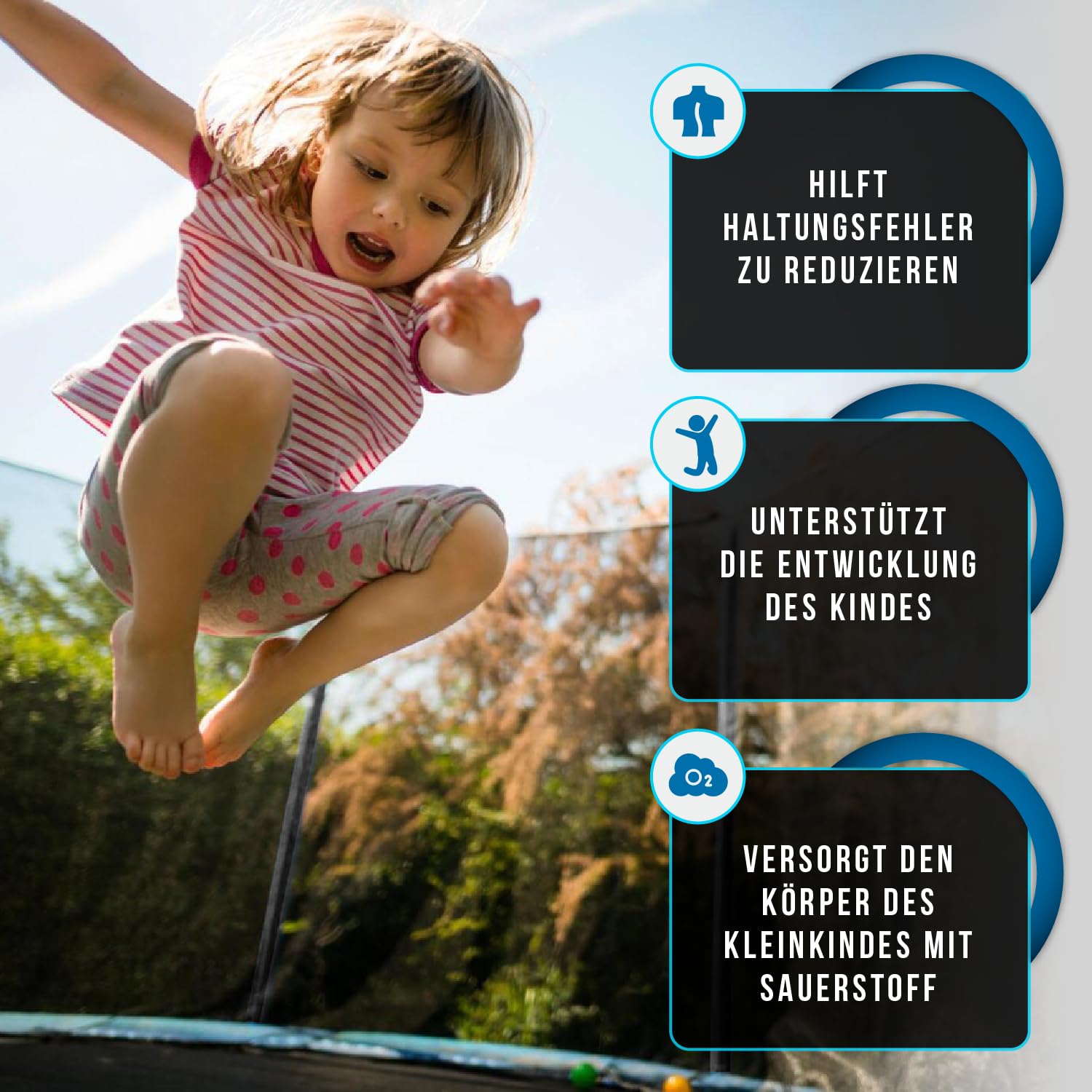 Trampolin Outdoor, Gartentrampolin Ø 244 cm 8 FT Zertifiziert Trampolin mit Sicherheitszaun und Gepolsterte Stangen für Kinder Indoor Outdoor Fitness, Belastbar bis 100kg
