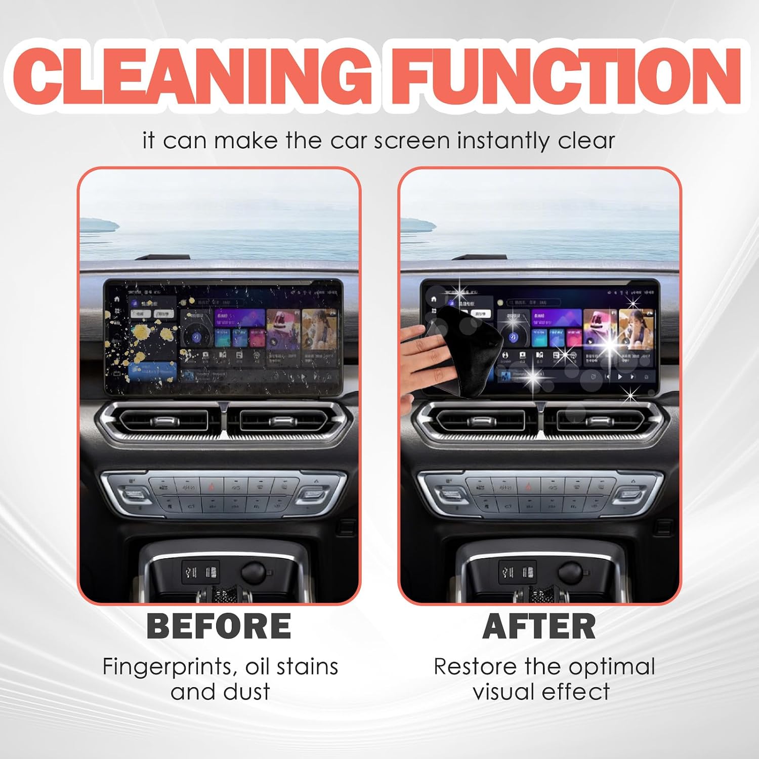 New Car Screen Cleaner Cloth,Foldable Microfiber Screen Cleaning Cloth with Glove-Style Design,Reusable Square Car Screens Wipes for Touch Screens/Dashboard LCD Display (Black) image 5
