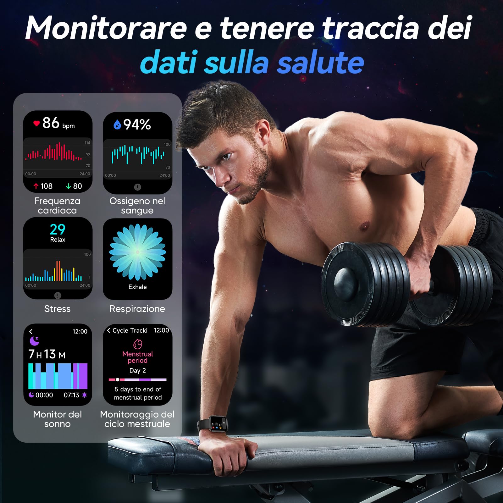 Fitpolo ID208P Smartwatch Uomo Donna, 1.8" Orologio Fitness IP68 Effettua/Risposta Chiamate 100+ Sportive, Contapassi/Sonno/Cardiofrequenzimetro/SpO2, Compatibile con Samsung/Xiaomi/Huawei/Oppo/iPhone