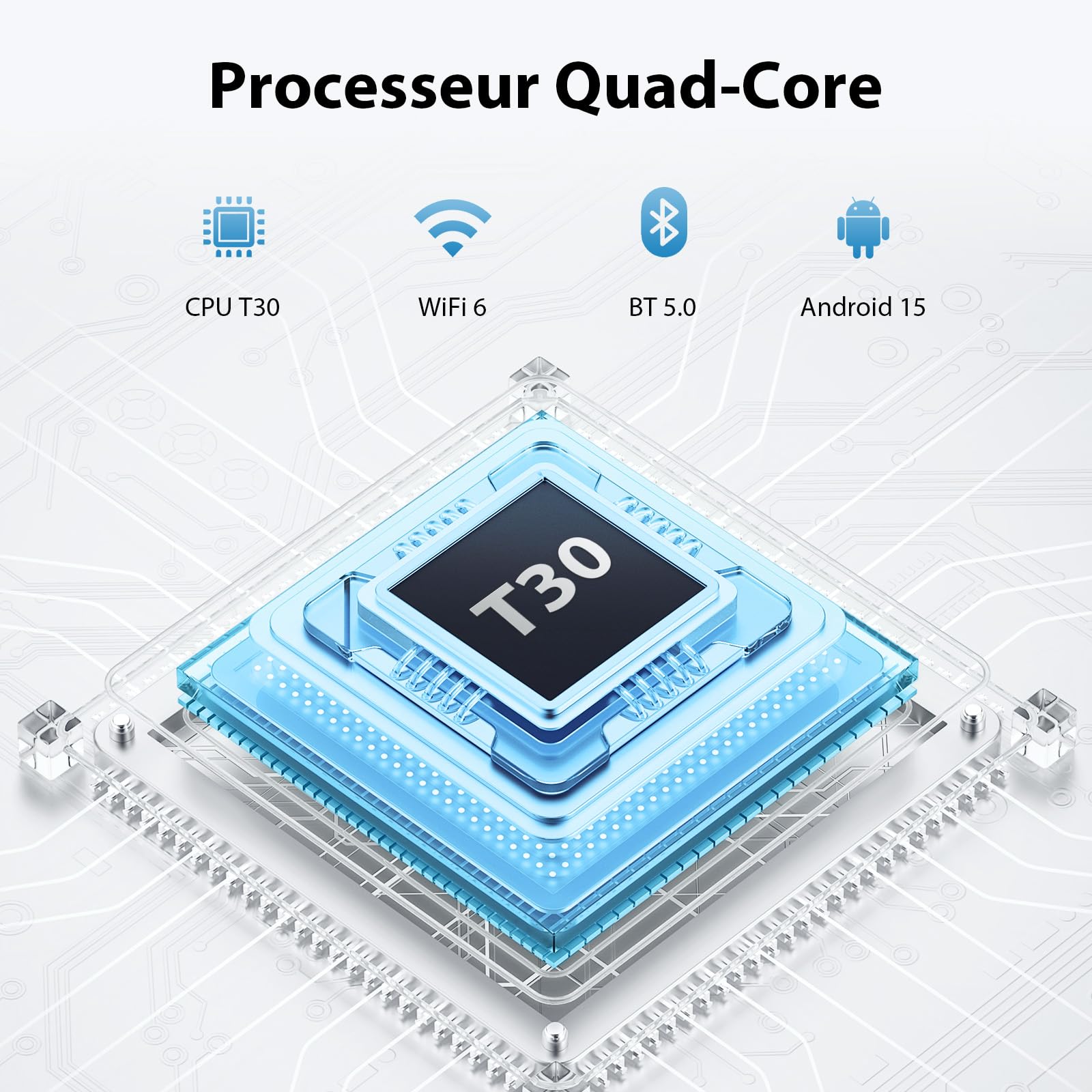 Tablette 10 Pouces, Tablette Android 15 avec Étui, Unisoc T30 Quad-Core, 18 GO RAM + 128 GO ROM + 1 TO TF, Écran HD IPS 1280x800, Caméra Double 5MP + 8MP, 6000 mAh, WiFi 6, BT 5.0, Widevine L1 (Noir)