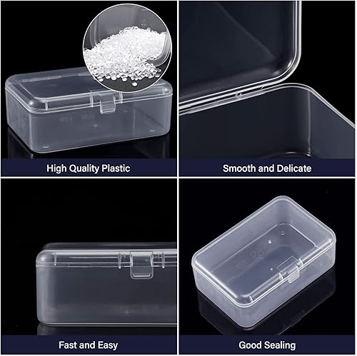 Miniatura 5 de SATINIOR 12 unidades de cajas de almacenamiento de cuentas de plástico transparente con tapa y bisagras para cuentas y más
