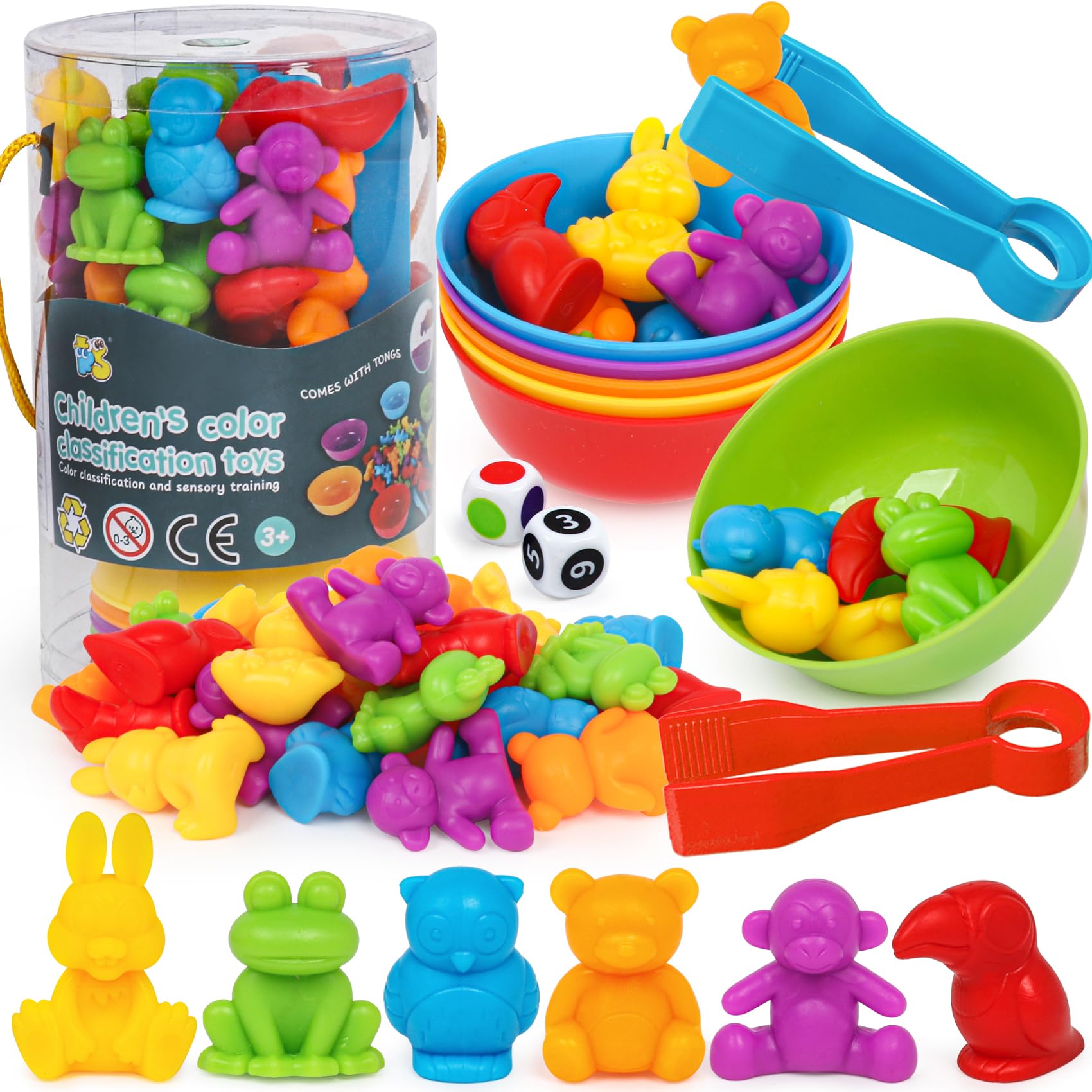 Amazon.com: Color Sorting Toys for Toddlers 1-3,Counting Animals ...
