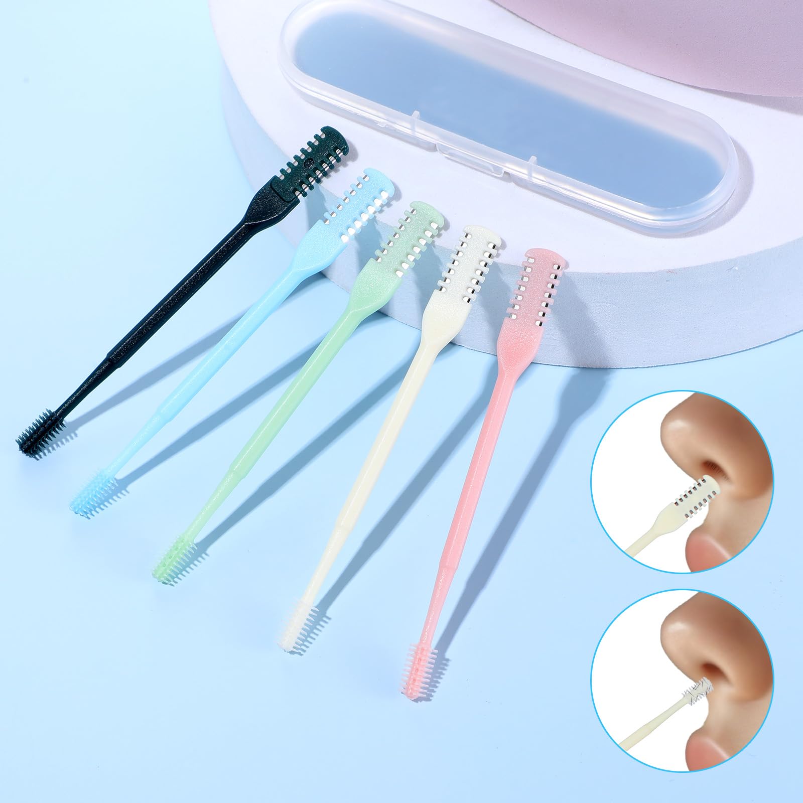Oruola 5 Stück Nasenhaarschneider,Doppelseitiges Nasenhaarmesser,2-in-1 Nasentrimmer,360° Drehbarer Manuell Nasal Hair Cutter,Rotierender Nasenhaarreiniger und Trimmer,Nasenrasierer für Herren Männe