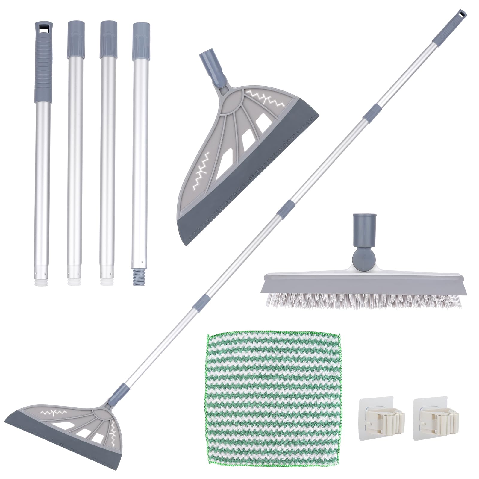 Multifunctional Replaceable Silicone Broom Magic: Rubber Pet Hair Broom - Squeegee Broom for Floor - Magic Broom Sweeper - Rubber Brooms for Floor Cleaning (Gray)