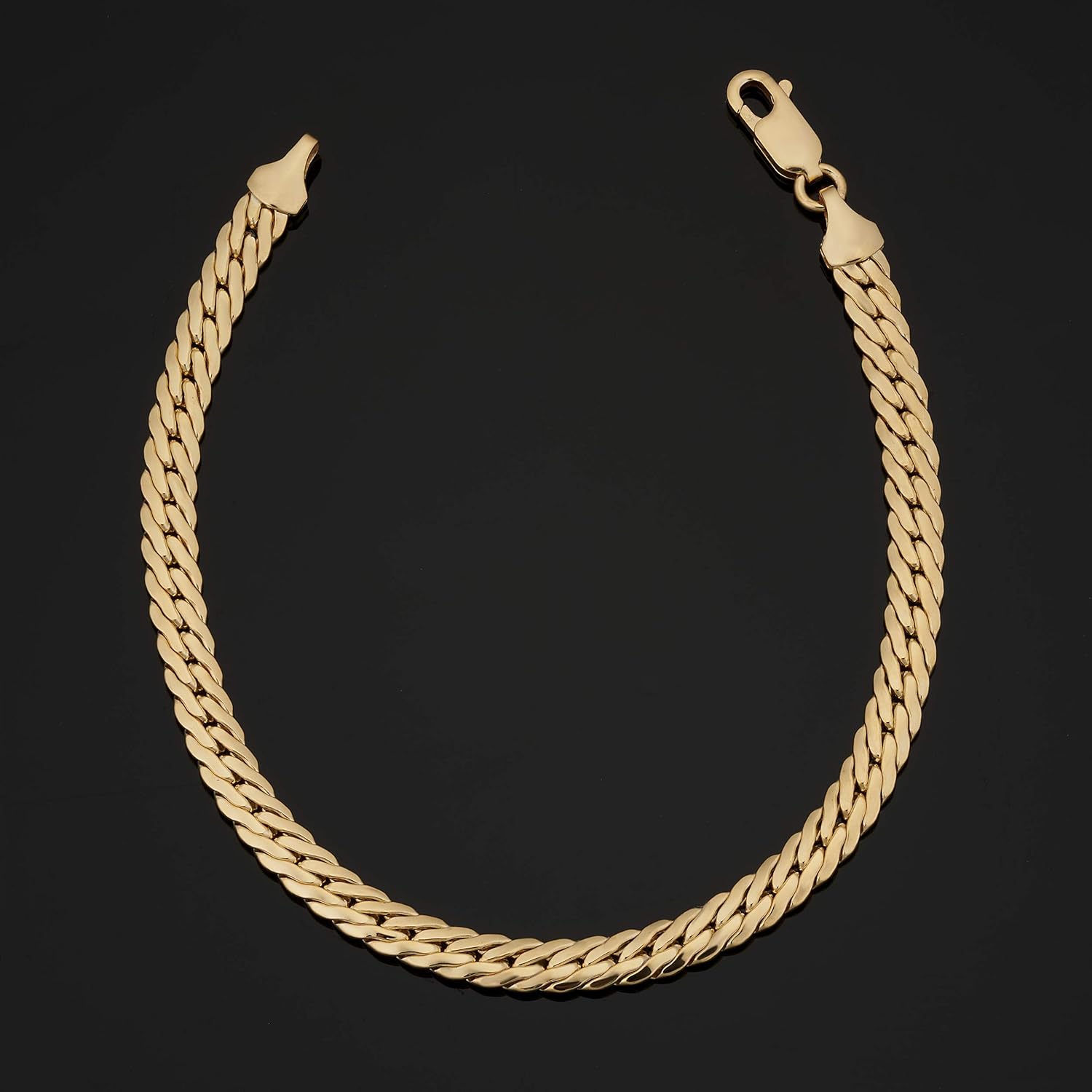 Solid 14k Yellow Gold Filled Bombay Curb Chain Bracelet for Men and Women (4.8 mm, 7.5 inch) - Image 2